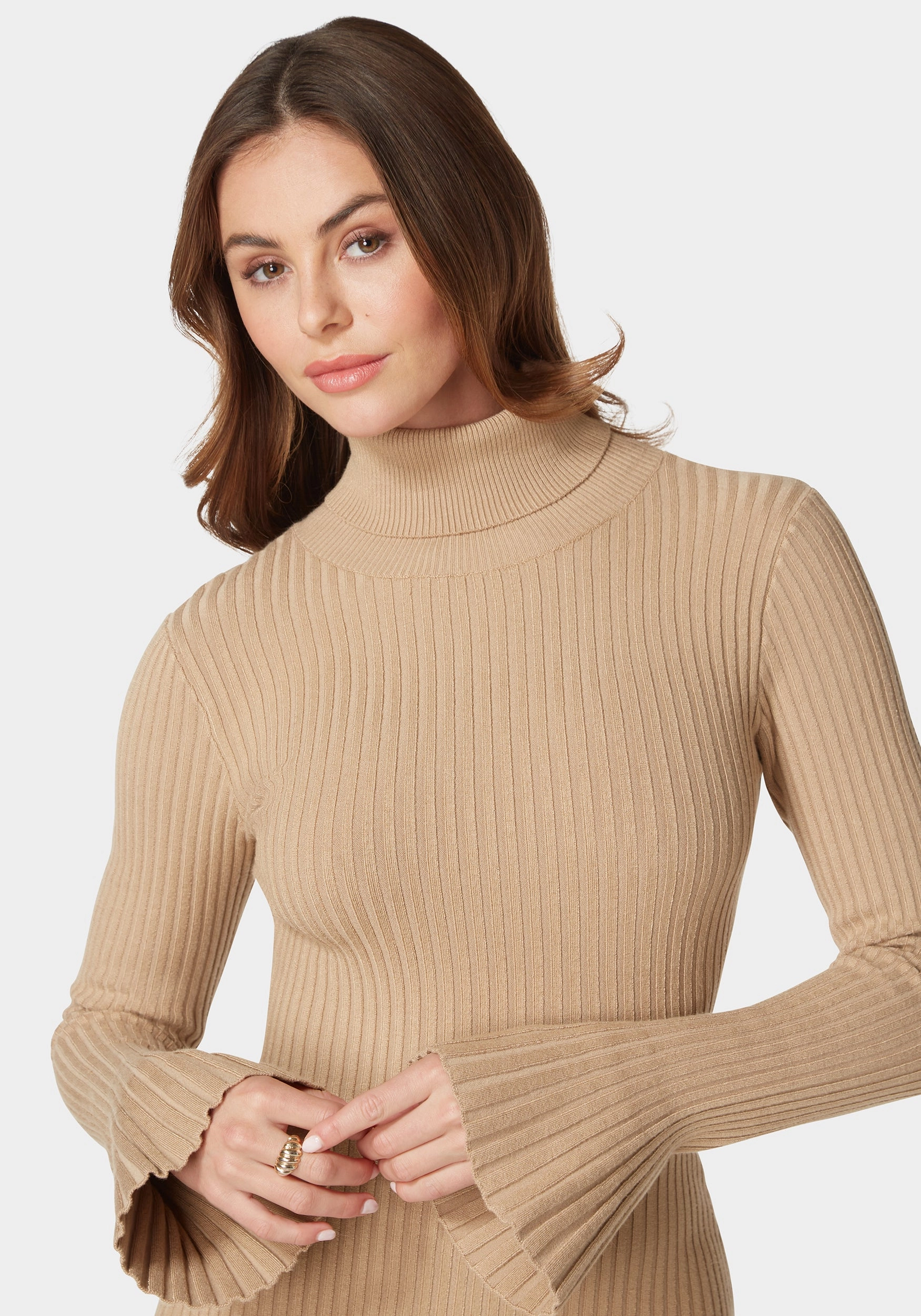 Autumn Bell Sleeve Sweater Dress Smart Layer Basic Shape