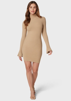 Autumn Bell Sleeve Sweater Dress Luxe Look Casual Days