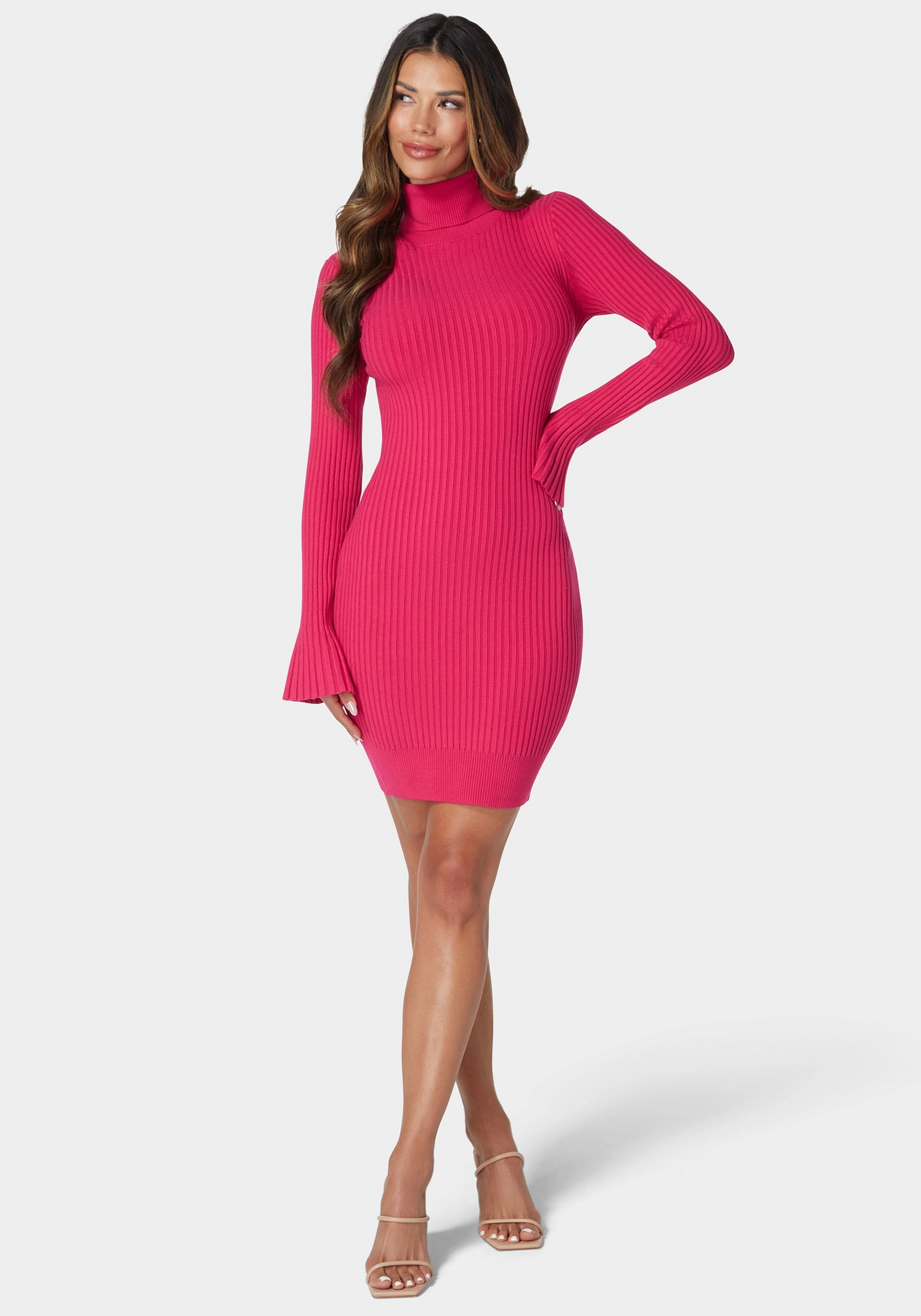 Autumn Bell Sleeve Sweater Dress All Moments Polite Color