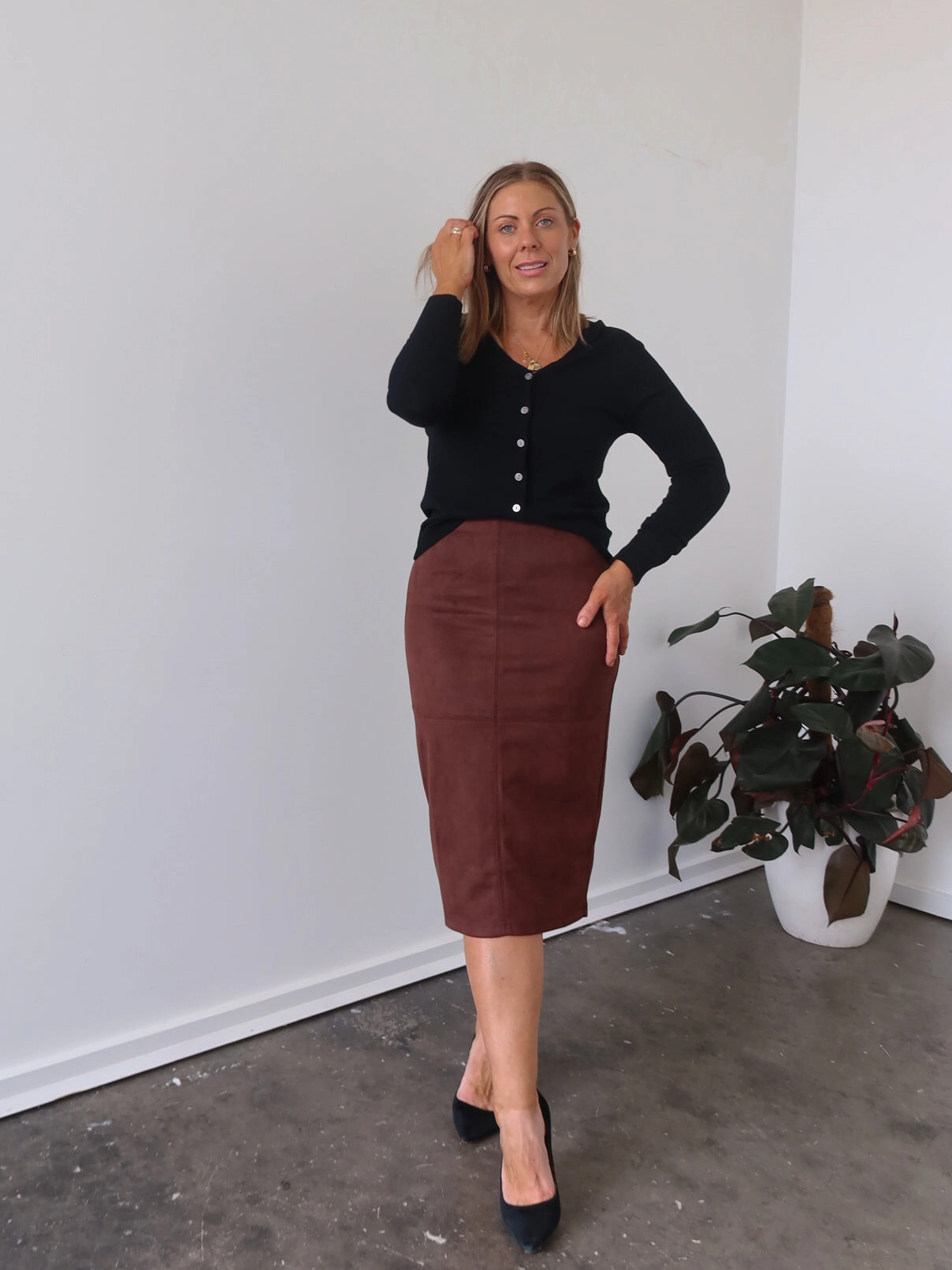 Avalie Skirt - Chocolate Non Slip Waist