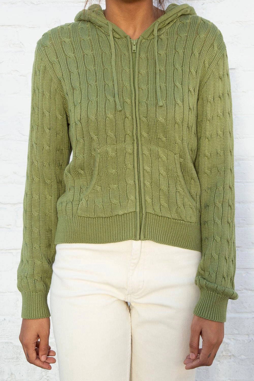 Ayla Cable Knit Zip-Up Sweater Comfy Stretch Design