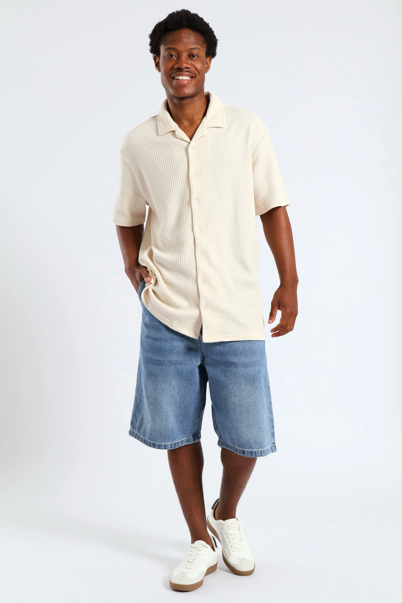 Casual Active Baggy Denim Shorts - Blue Fade Resistant Color Lock