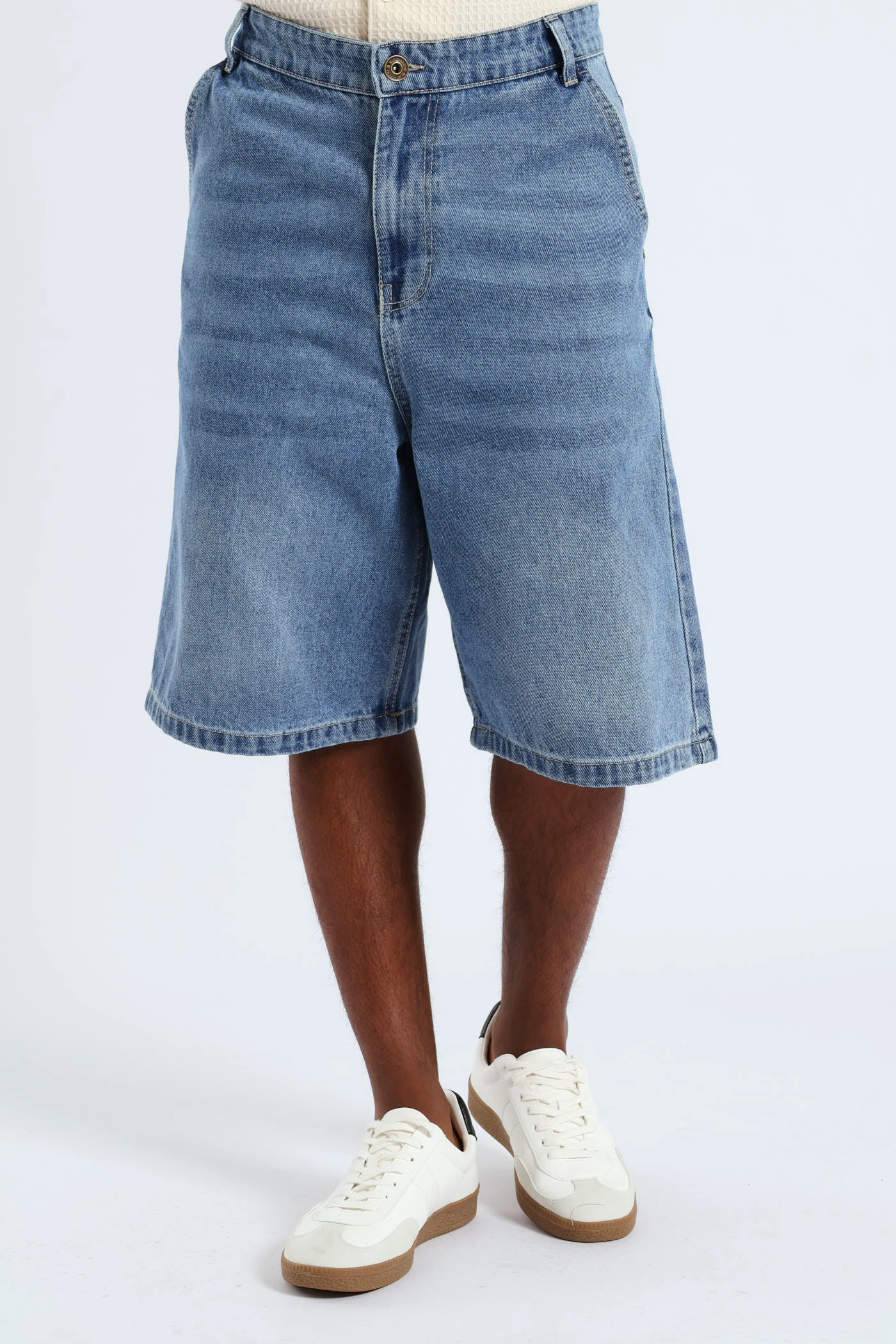 Baggy Denim Shorts - Blue Fade Resistant Color Lock Breezy Motion