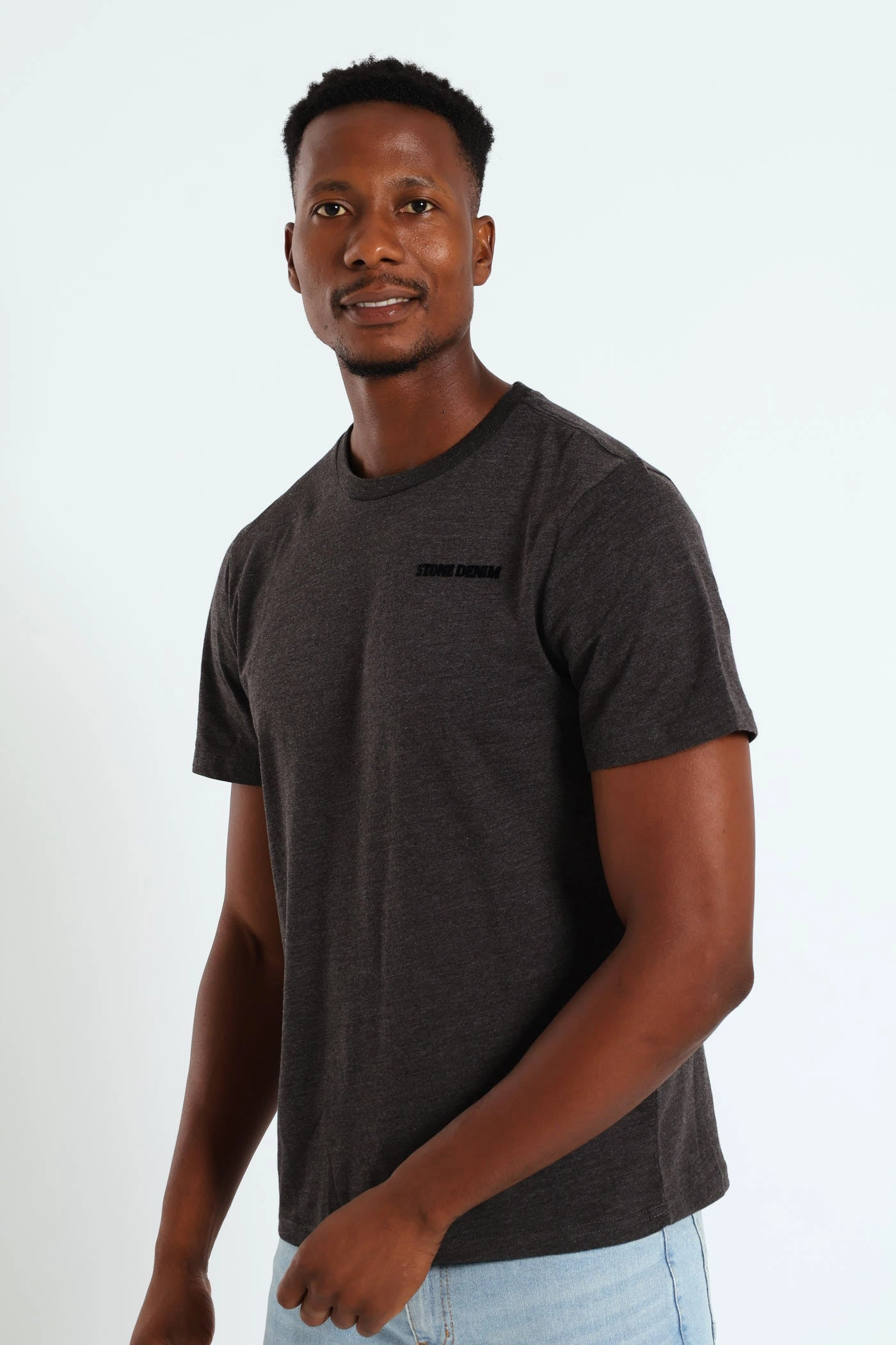 Playful Vibes Gear Front & Back Print Tee - Charcoal Melange