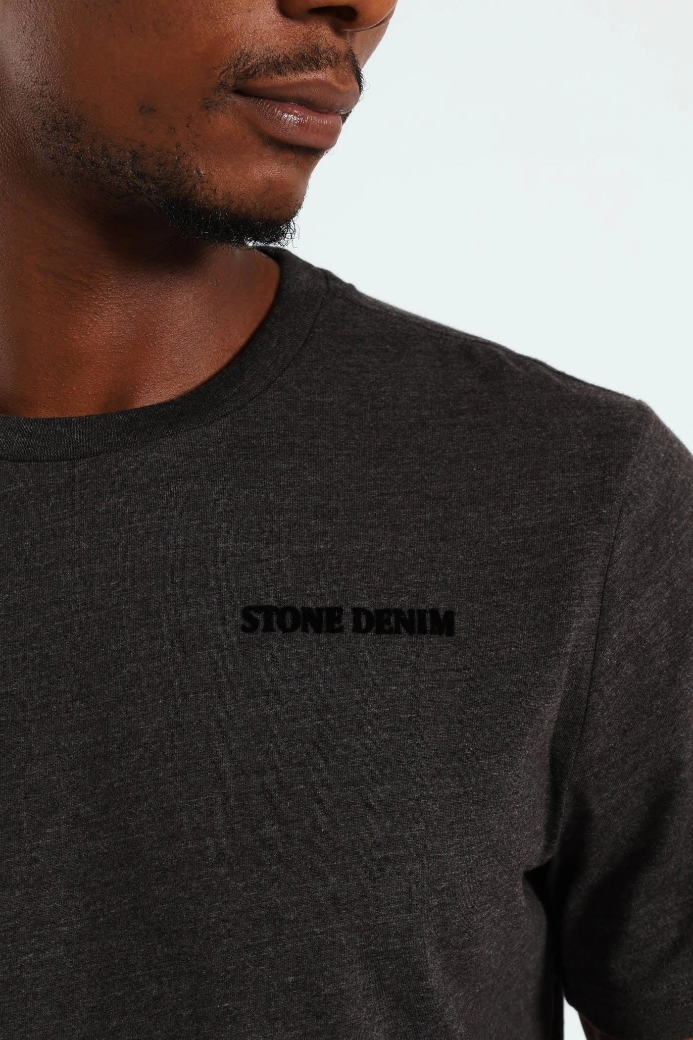 Stylish and Fun Simple and Relaxed Gear Front & Back Print Tee - Charcoal Melange