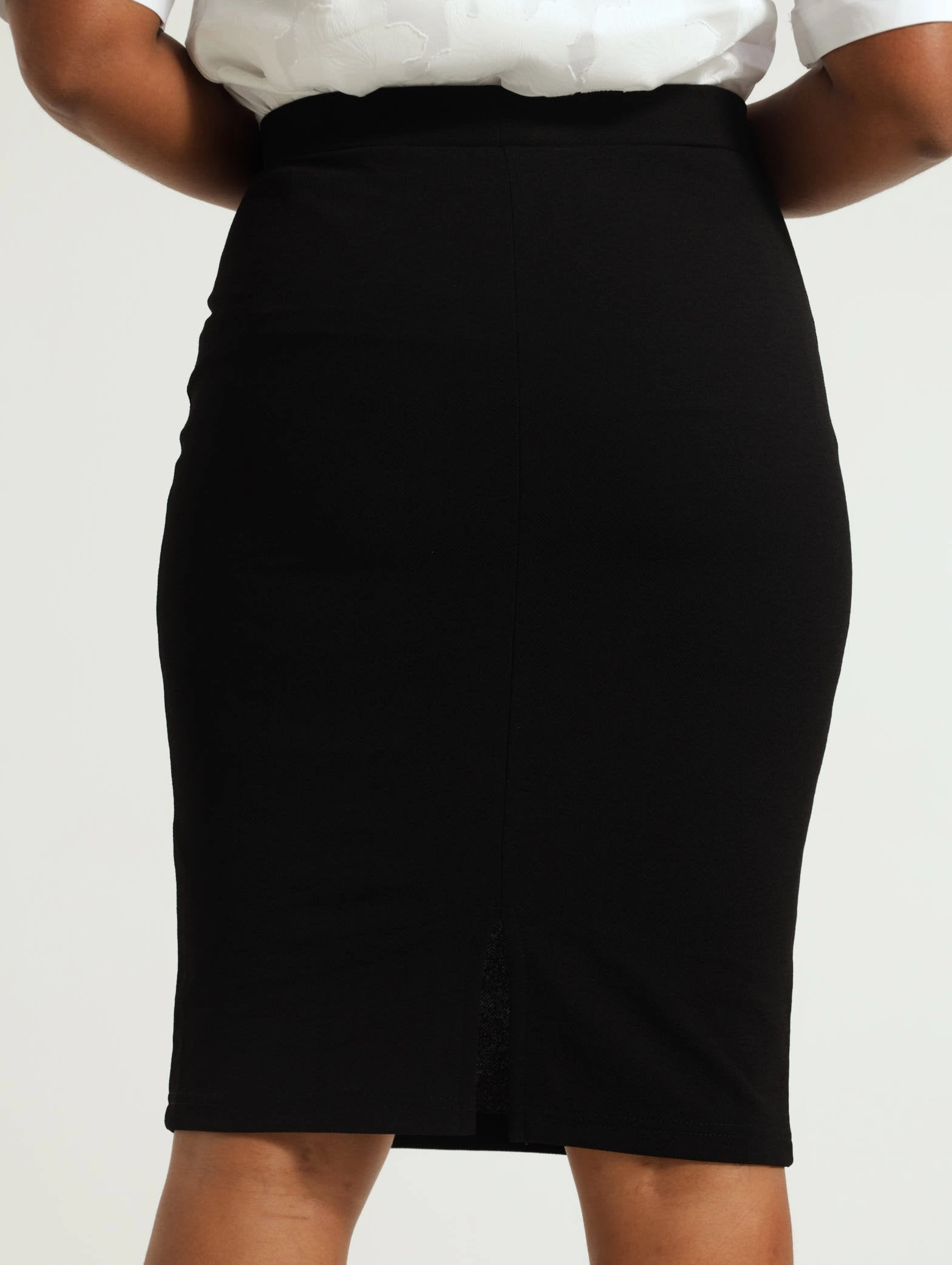 Foldable Design Basic Career Skirt - Black