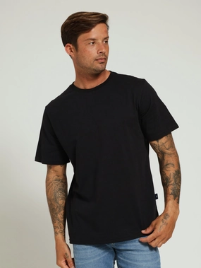 Basic Crew Neck Tee - Black Wrinkle Resistant Texture