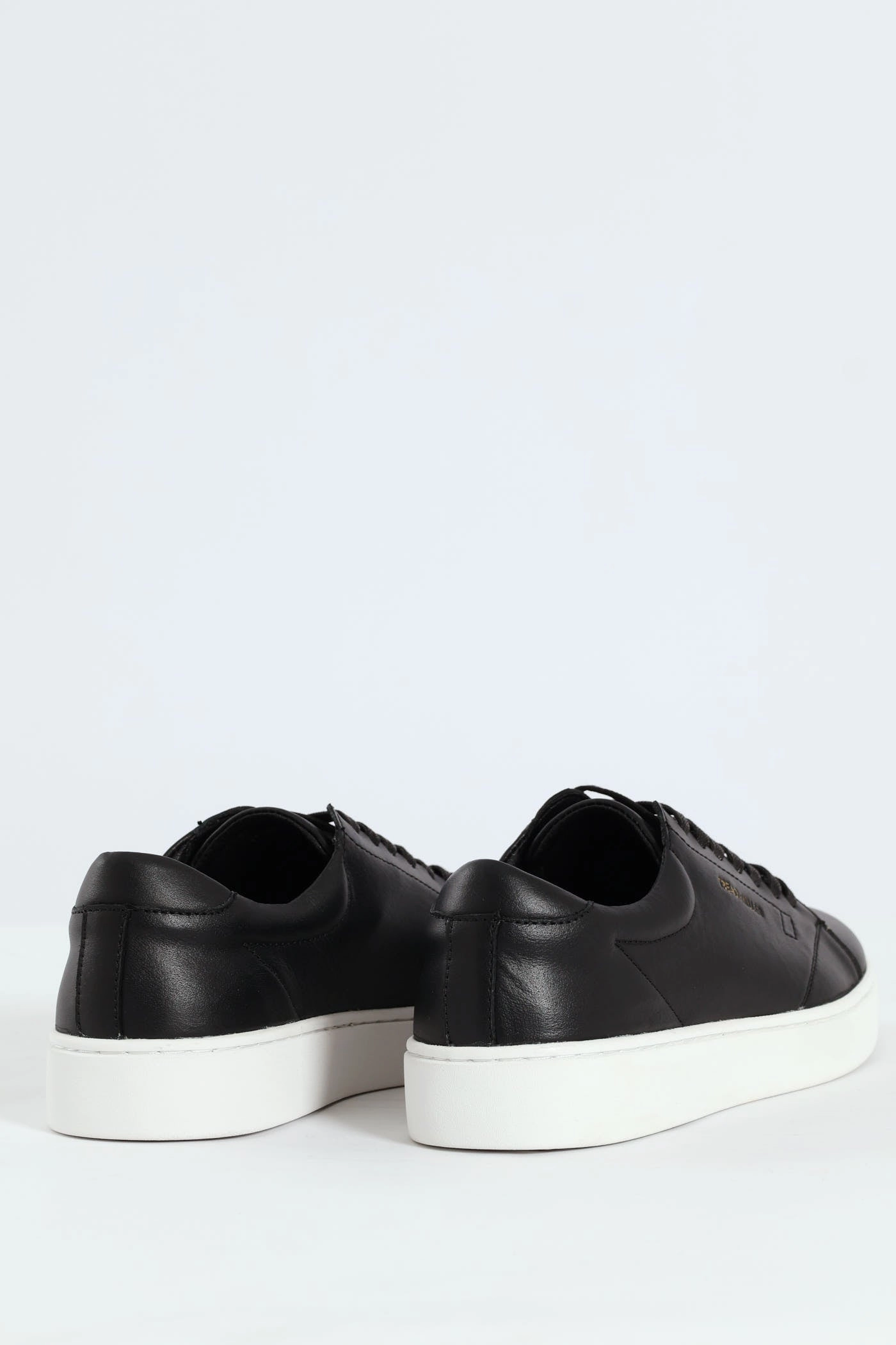 Basic Leather Court Sneaker - Black Smooth Transition Heel Urban Touch