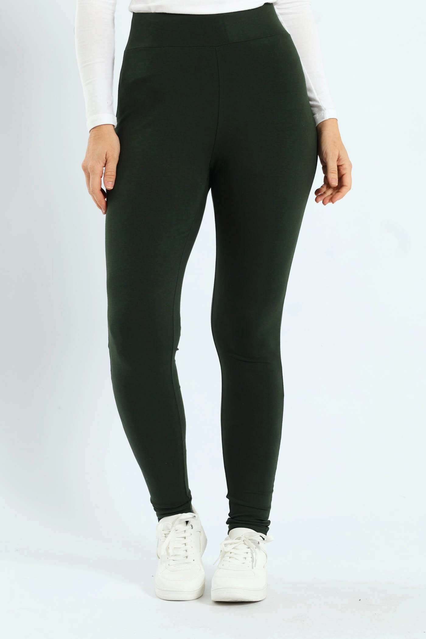 Basic Legging With Wide Waistband - Dark Green DurableBartack TouchscreenCompatiblePockets