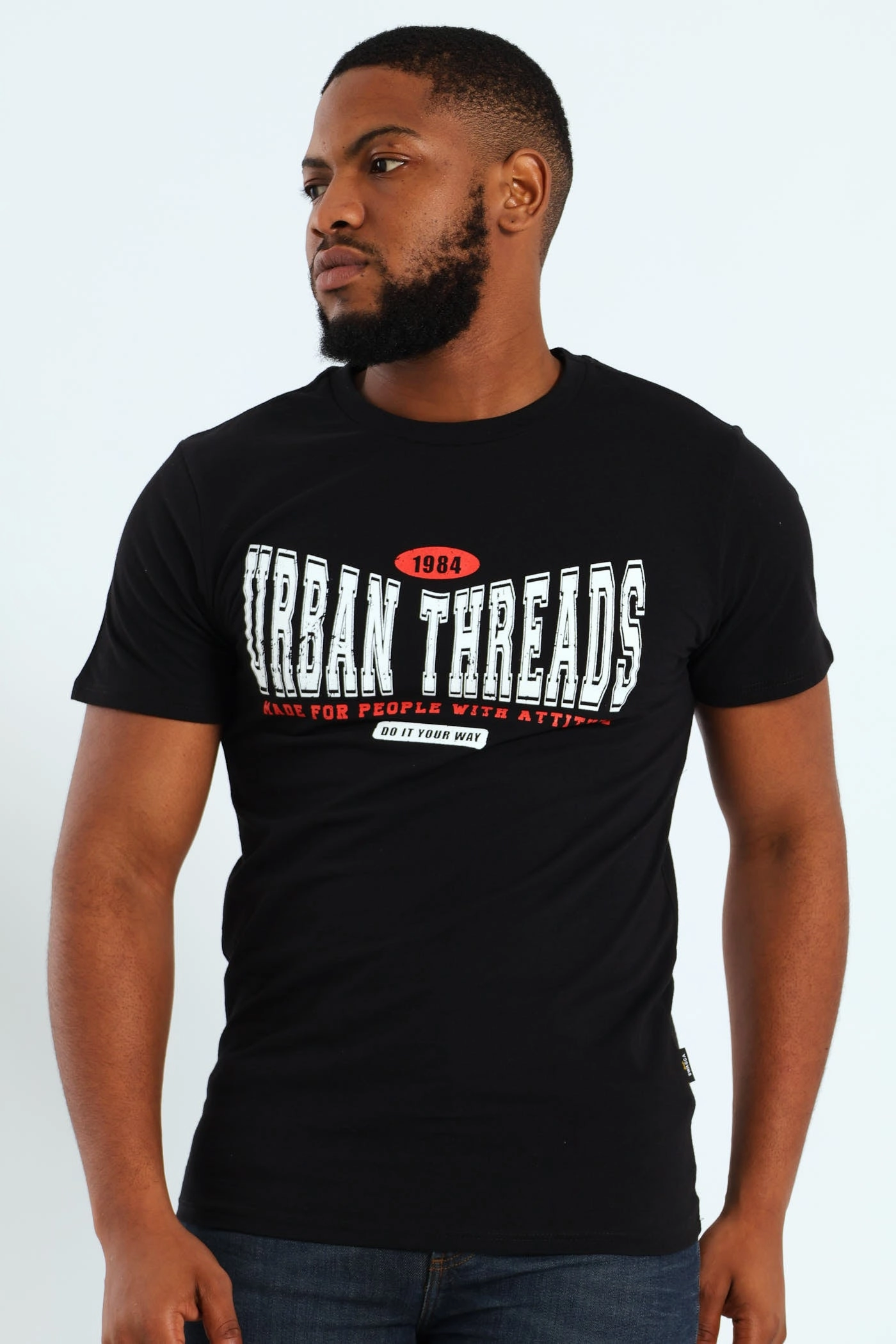 Basic Print T-Shirt - Black Basic Piece