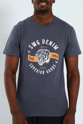 Casual Vibes Hygroscopic Fiber Basic Print T-Shirt - Slate