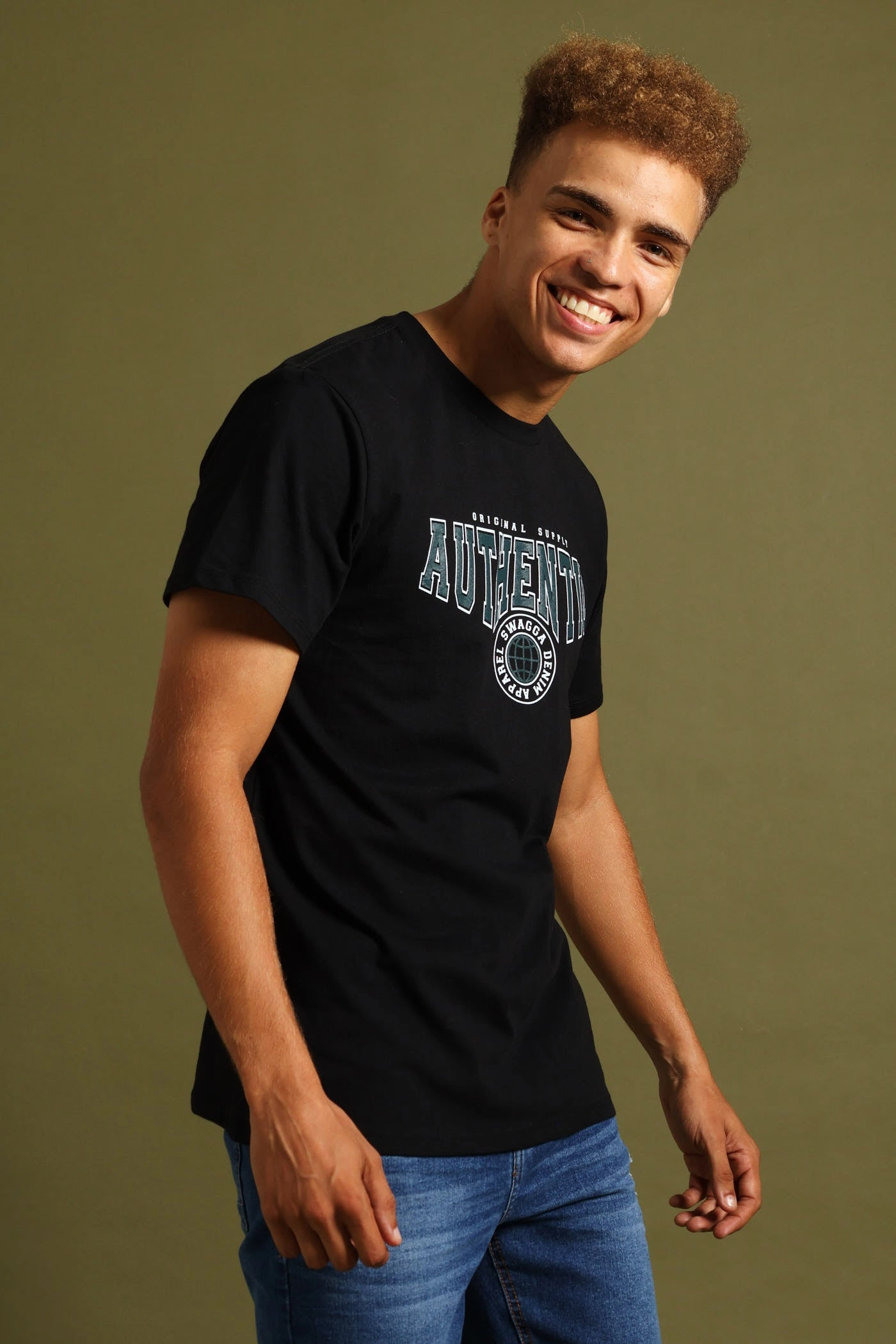 AntiStatic Properties GentleWashResistance Basic Print Tee - Black