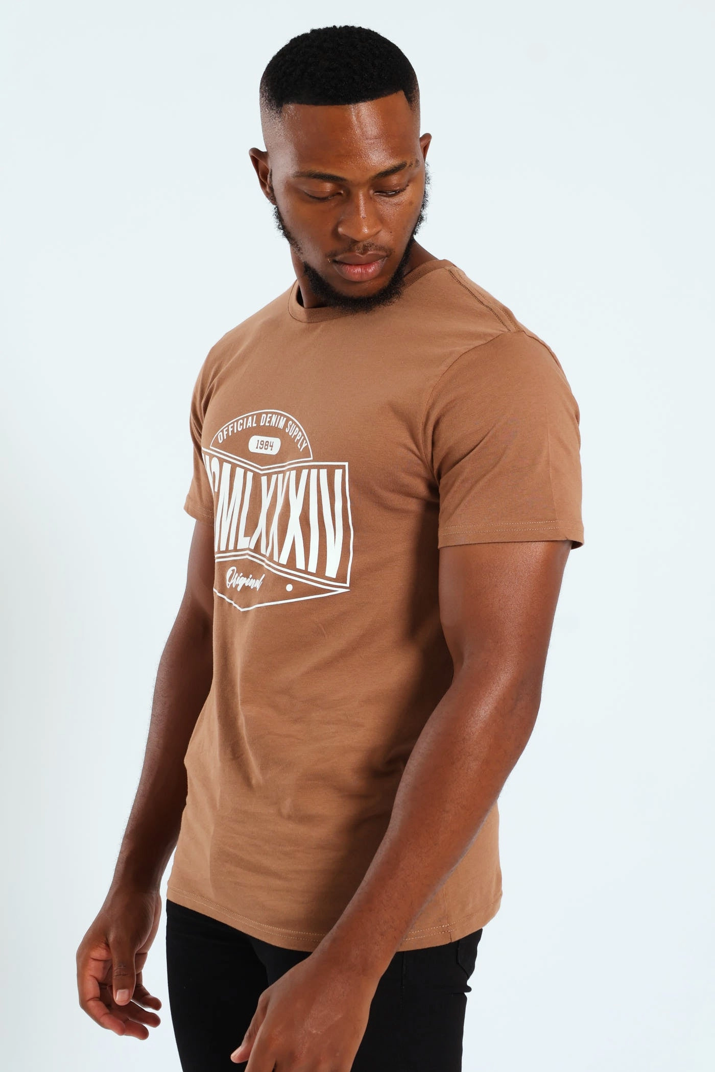 Basic Print Tee - Brown SoftenedTexturedWeave Seasonal Wear