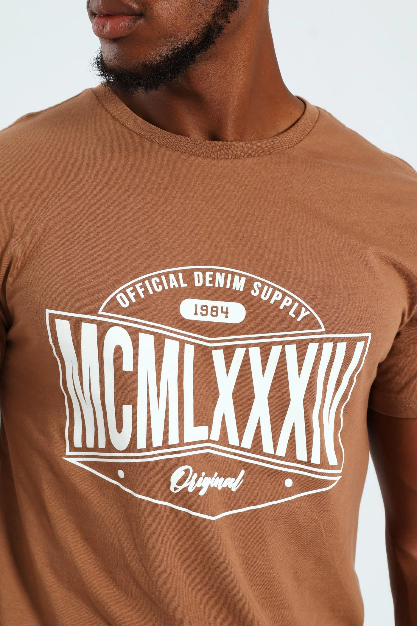 Basic Print Tee - Brown Casual Comfort Layer Elderly clothing