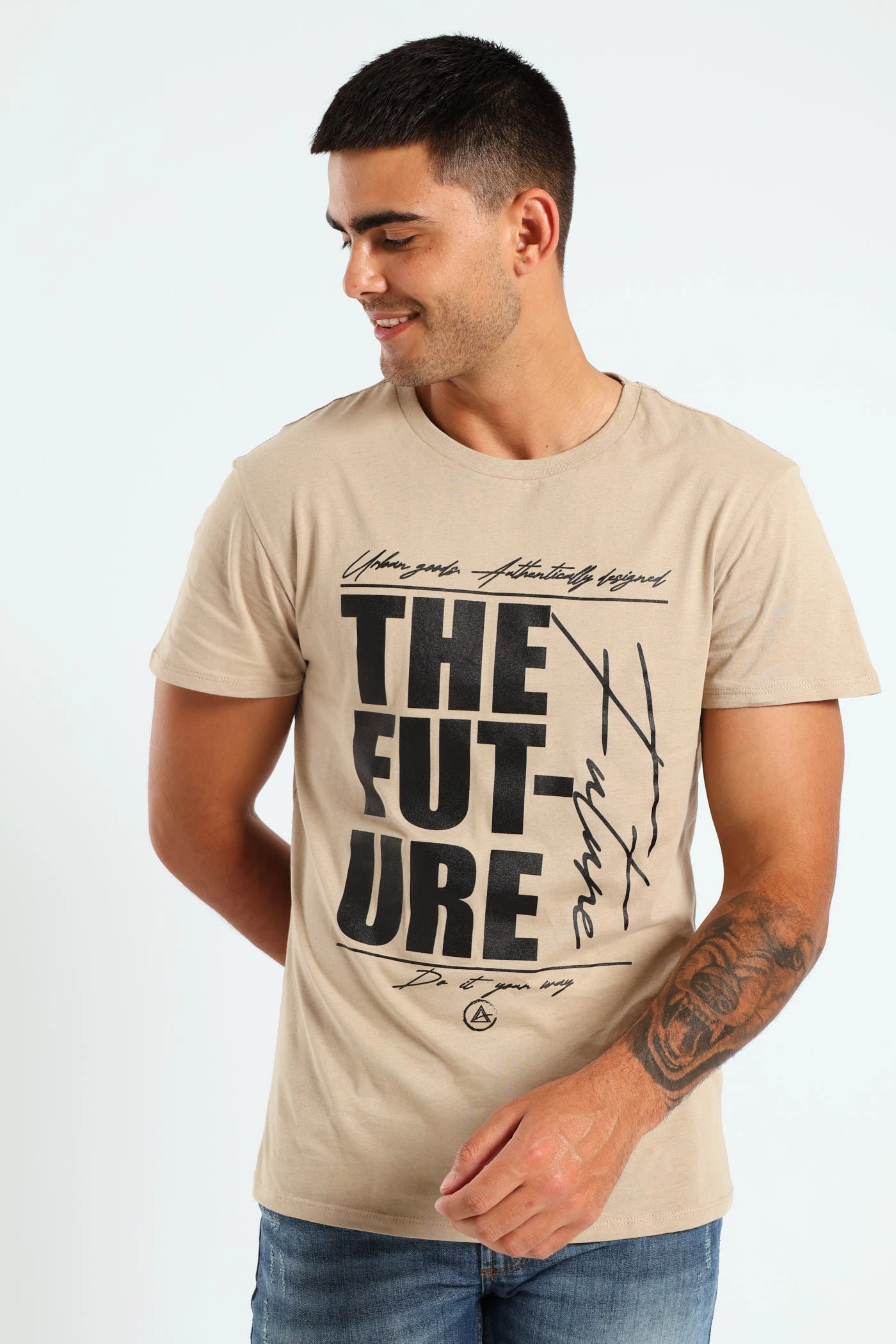 Basic Print Tee - Stone cyber monday