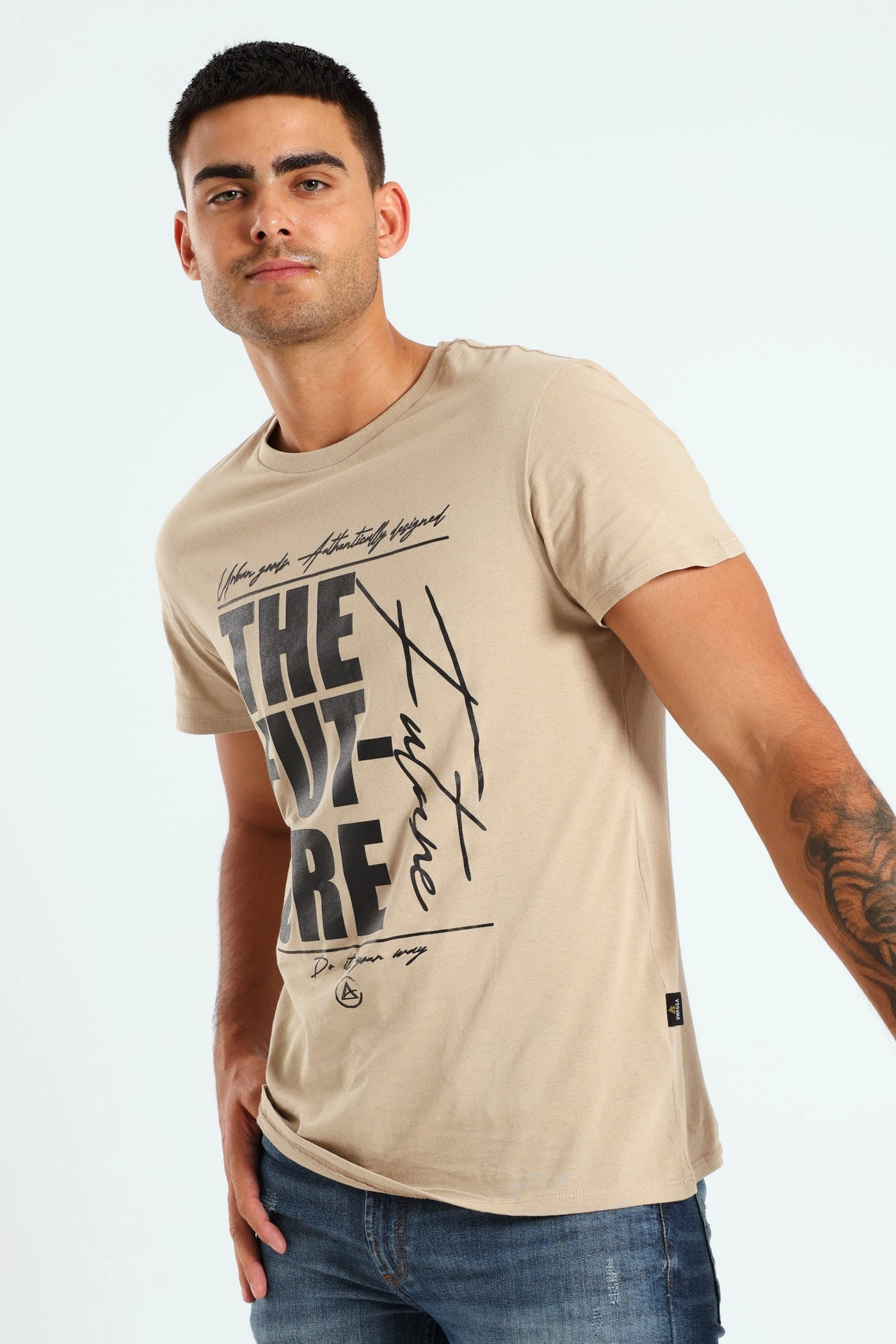 Basic Print Tee - Stone UV Protective Coating Men's
