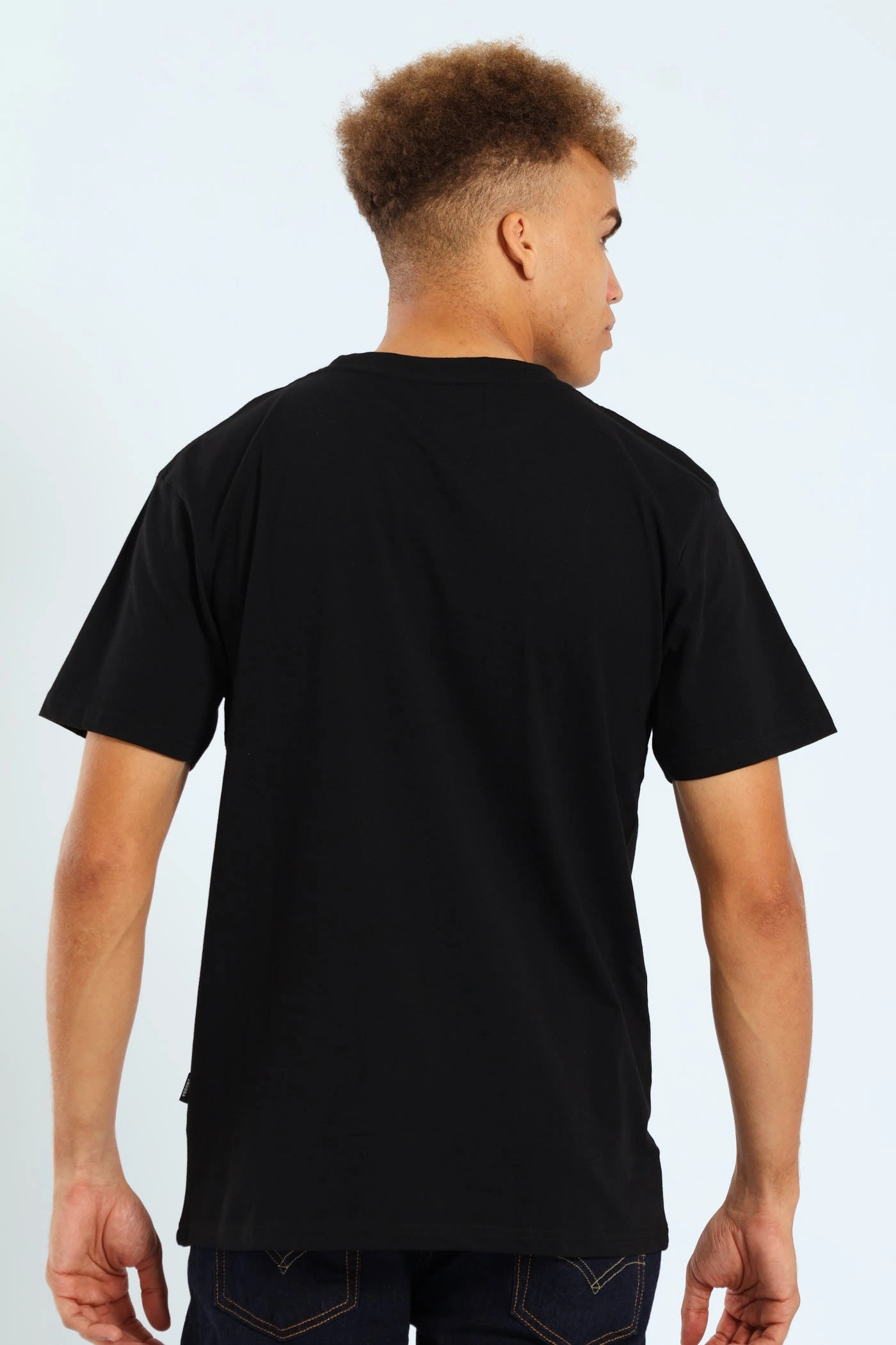 Stylish Fit Breathable Wearable Basic Short Sleeve Print Tee - Black