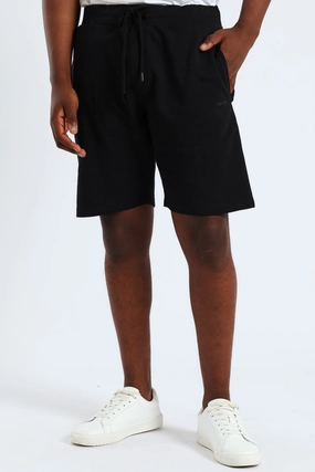 Anniversary Gift Compression Support Layer Basic Side Pocket Fleece Shorts - Black Flex Fit Contoured Waist