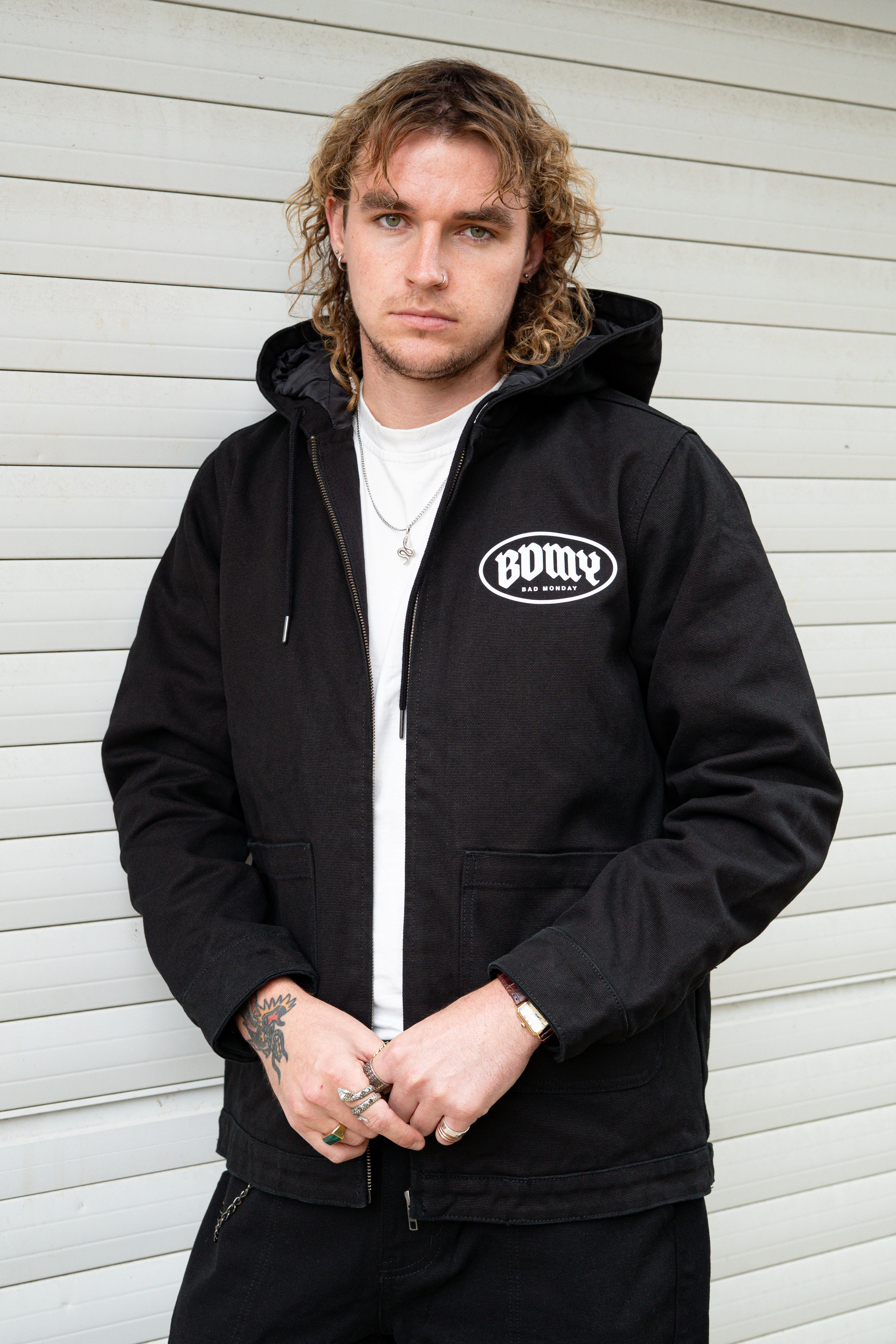 Compact Packability BDMY Hooded Canvas Jacket Black