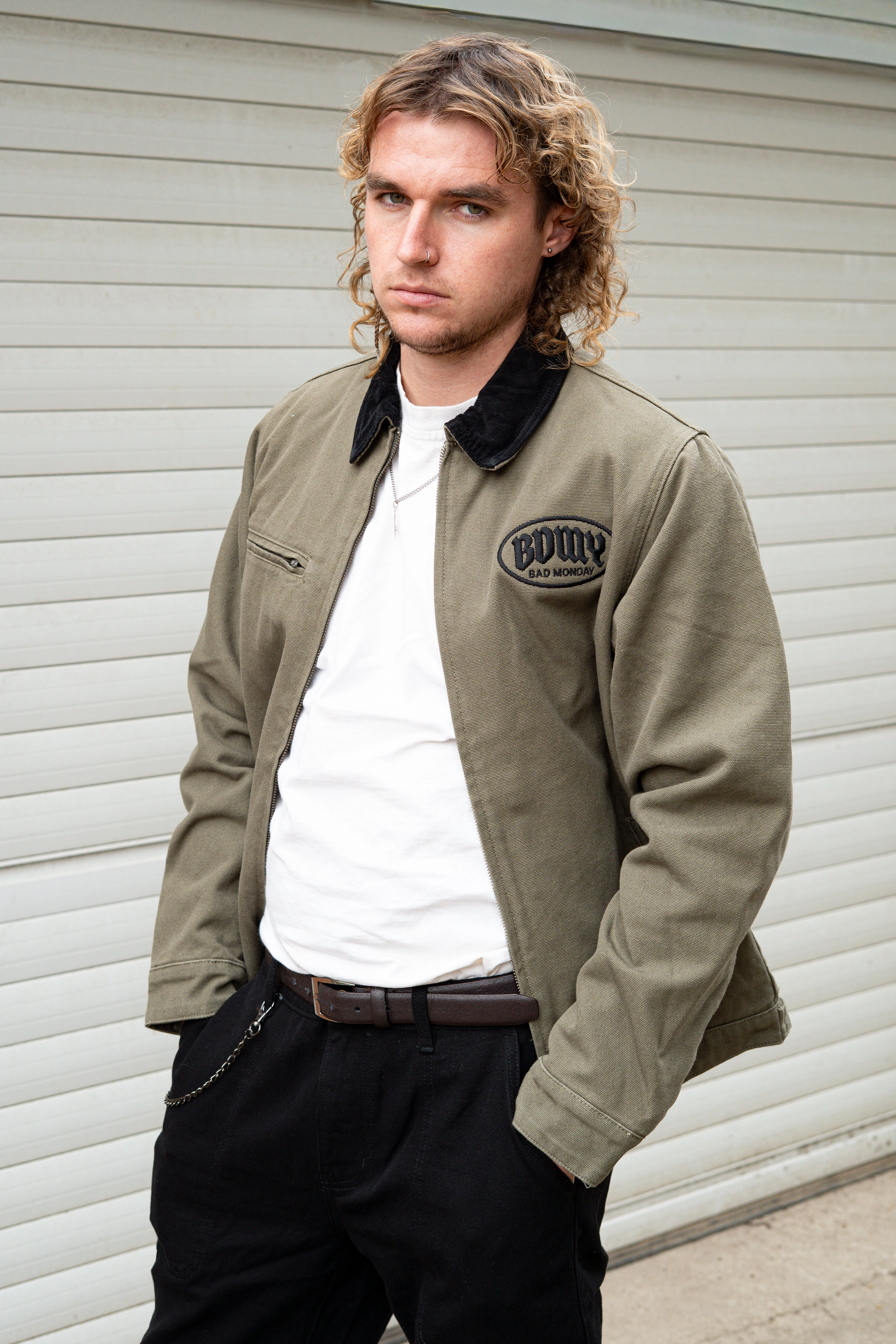 WaterResistantCoating New Cut BDMY Logo Canvas Jacket Army