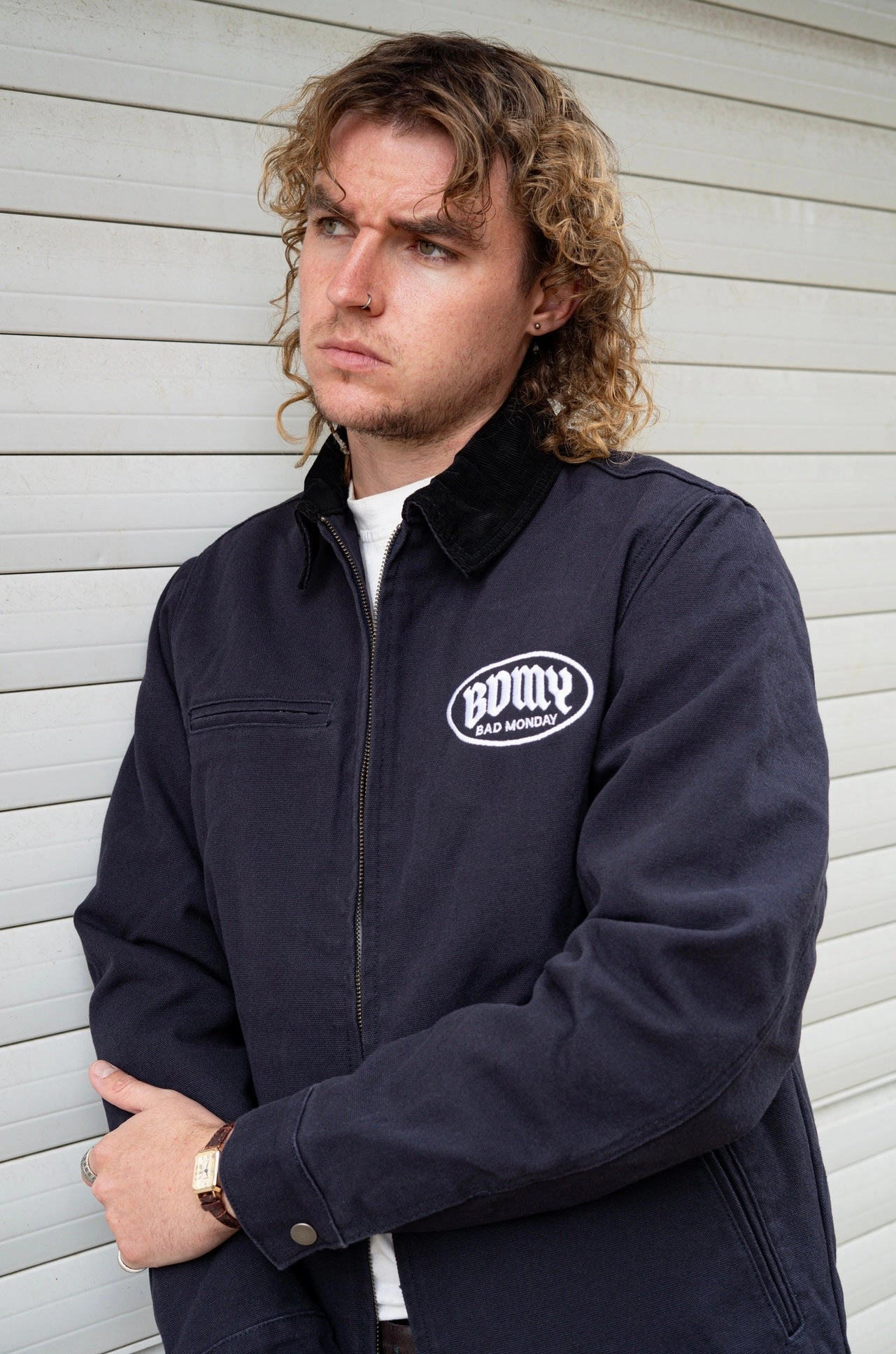 BDMY Logo Canvas Jacket Blue BreathableLining