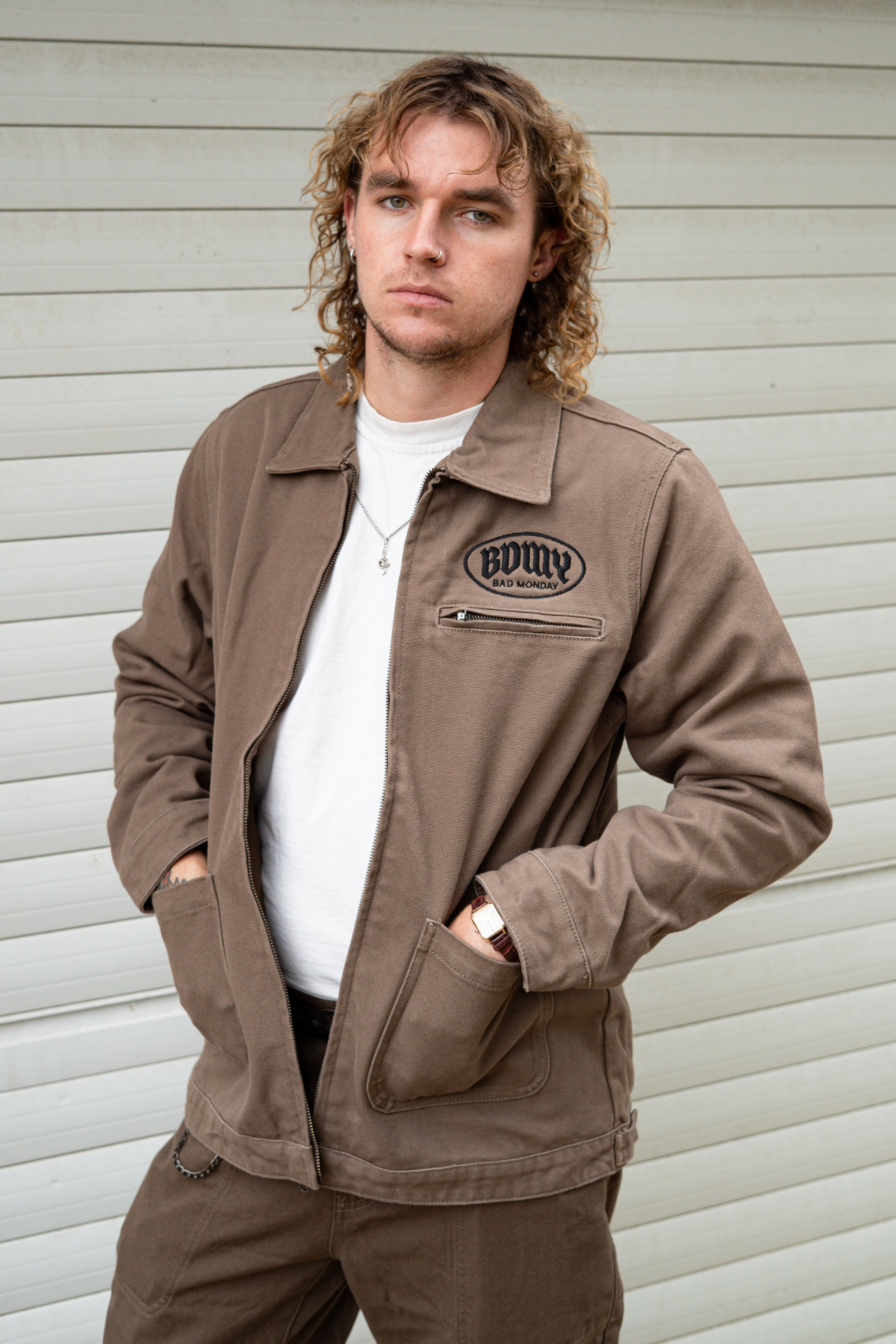 BDMY Logo Canvas Jacket Walnut 360?? Visibility