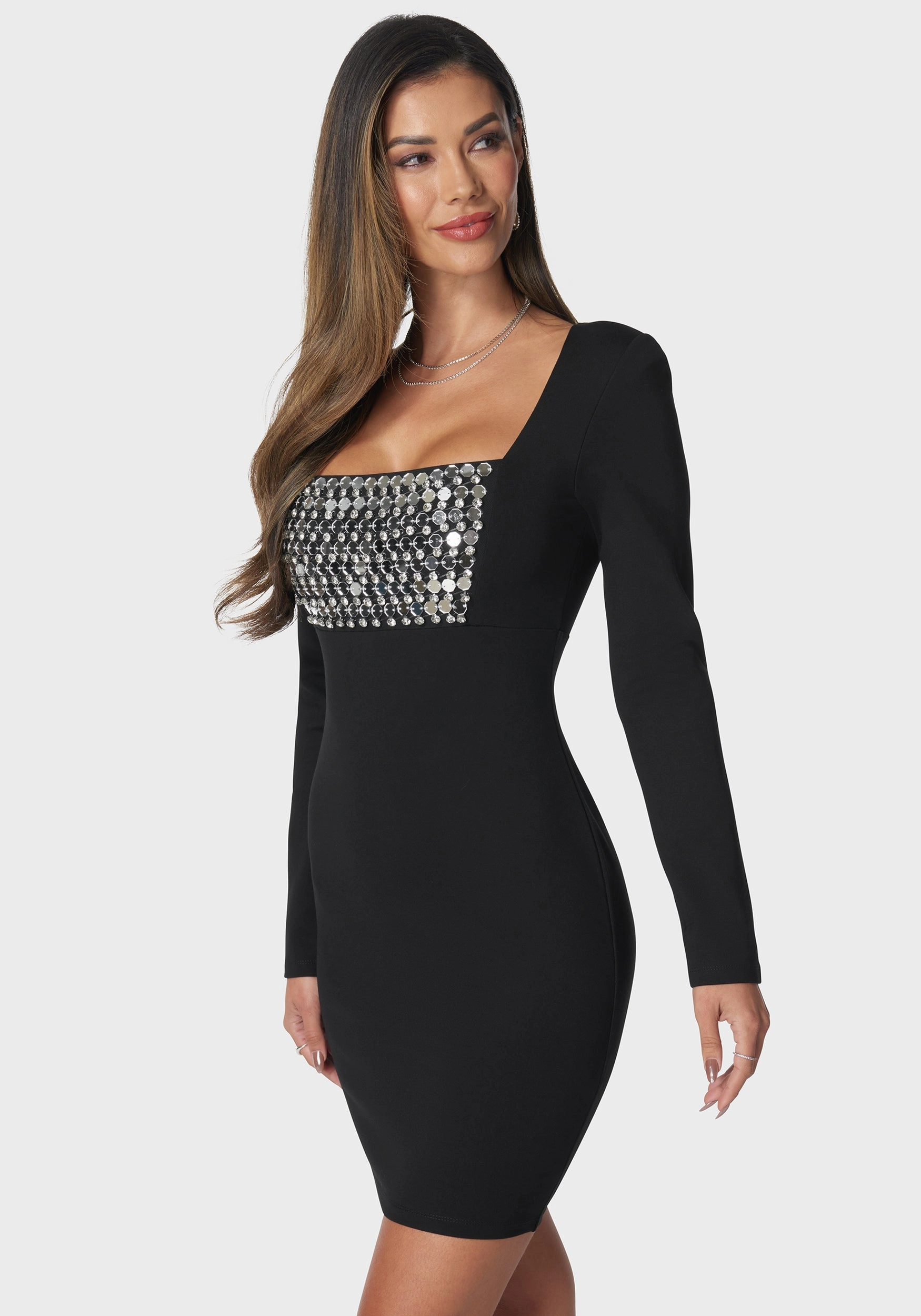 Light Motion Daily Movement Beaded Bodice Mini Dress