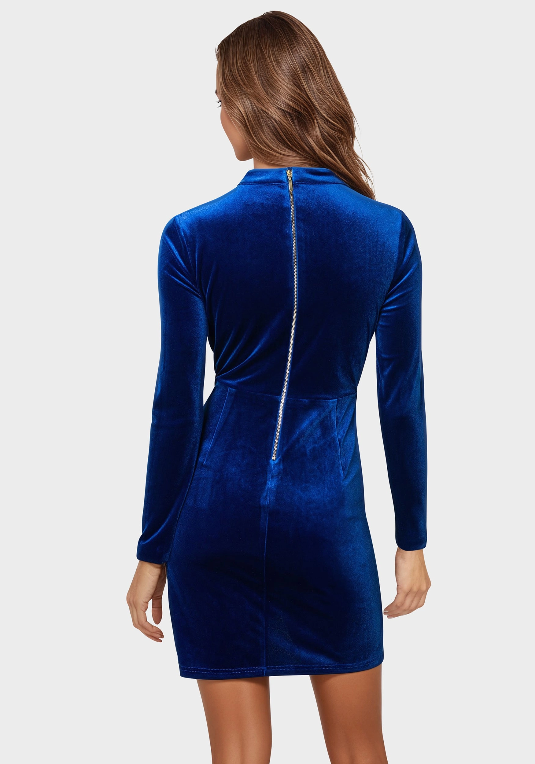 Flattering Silhouette Beaded Sash Velvet Mini Dress