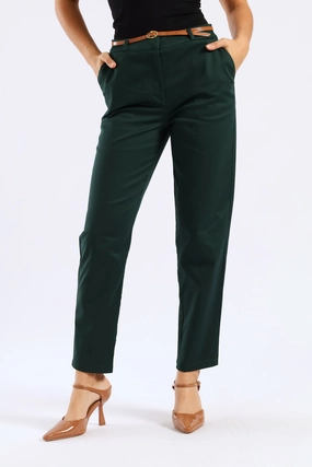 Belted Chino Pant - Teal Lightweight Fabric