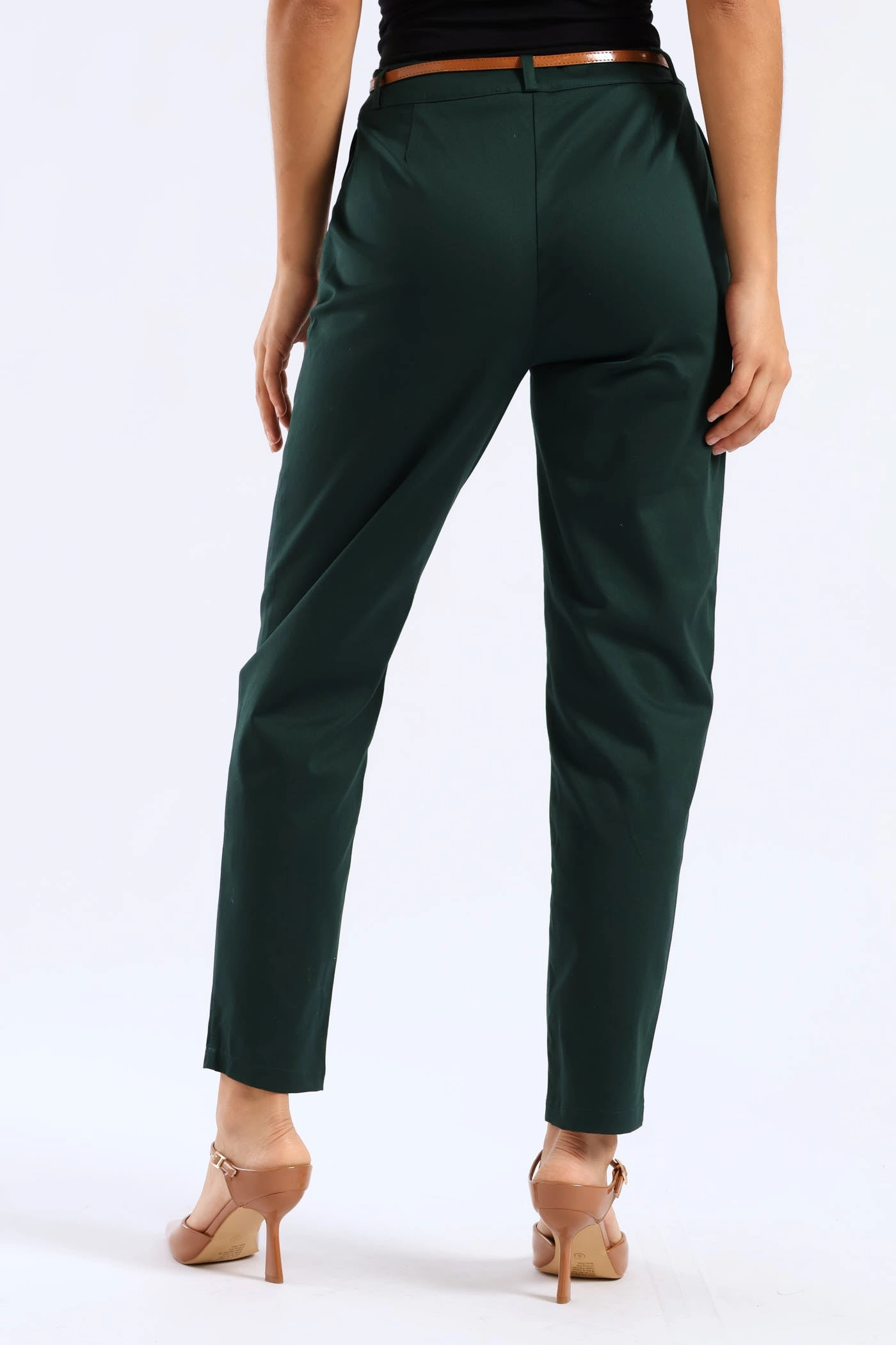 Lounge-friendly Double Needle Stitching Belted Chino Pant - Teal