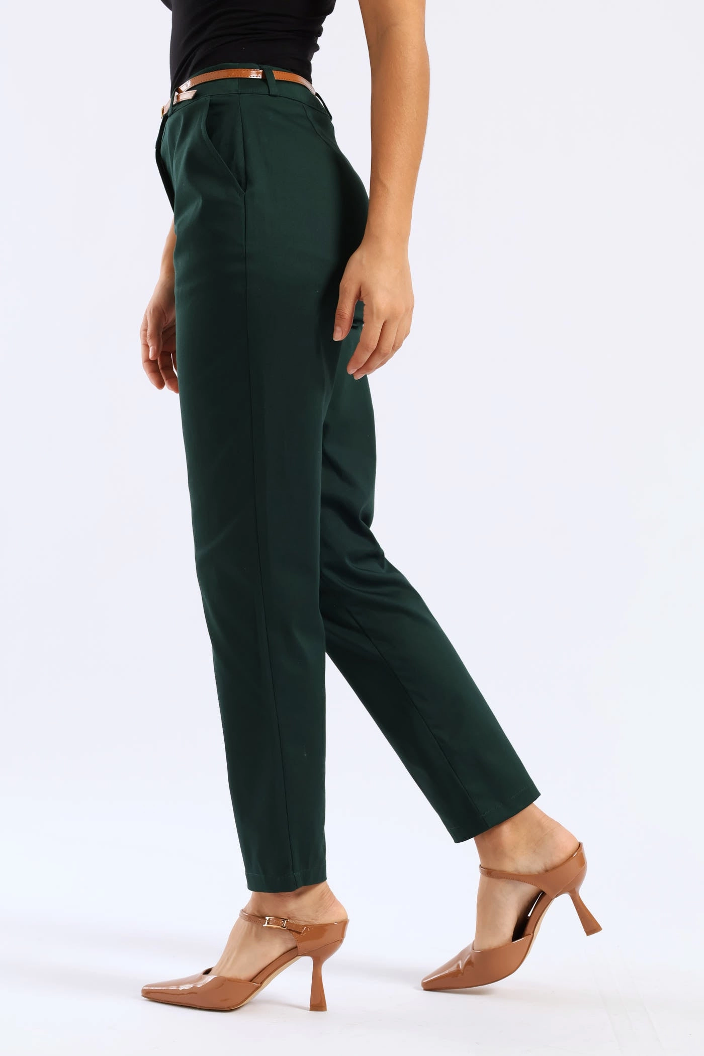 Belted Chino Pant - Teal Hypoallergenic fabric Elastic Free Cuffs