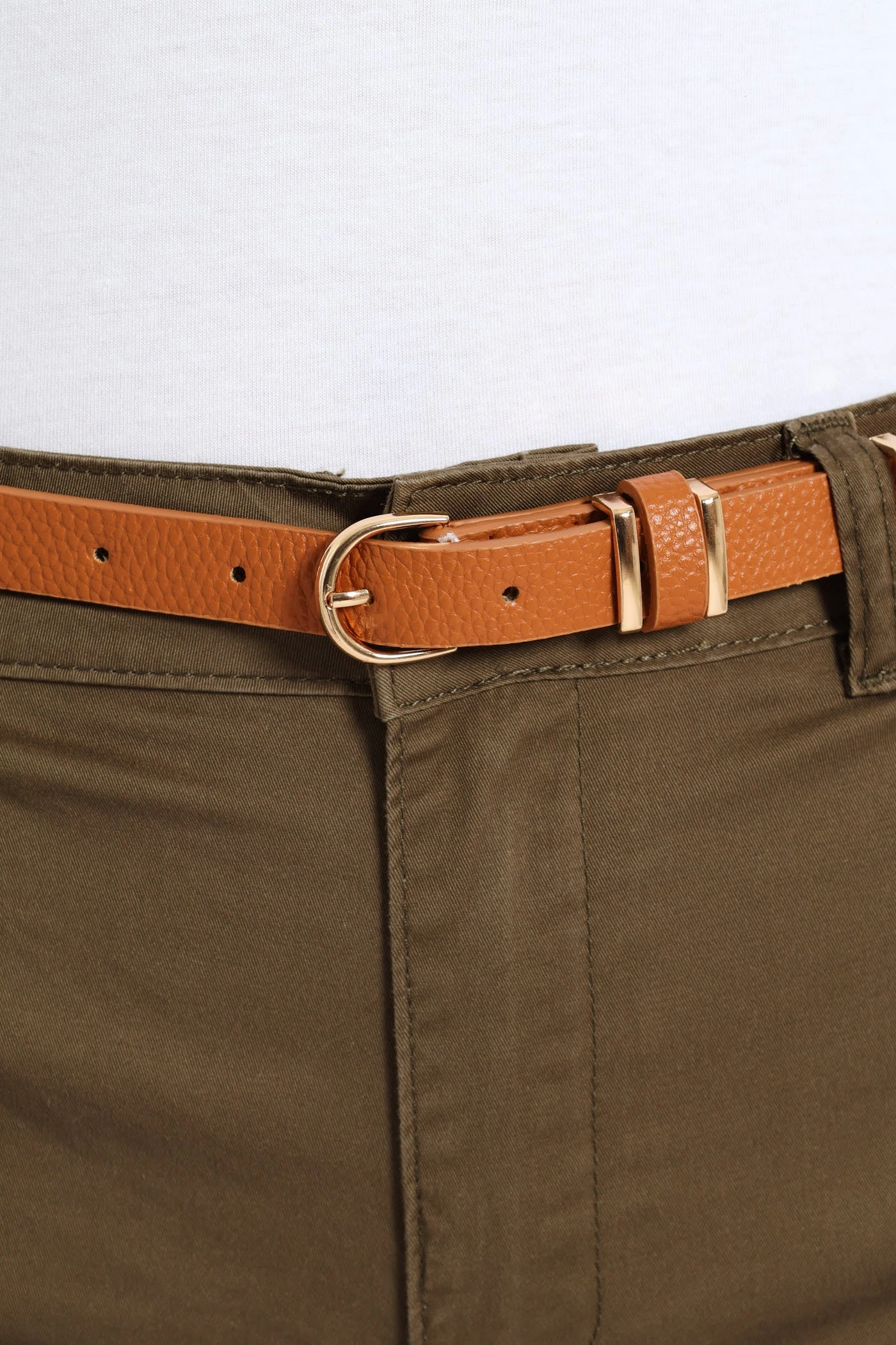 Belted Stretch Sateen Chino Bermuda Shorts - Light Fatigue Flexible Motion Fun Prints