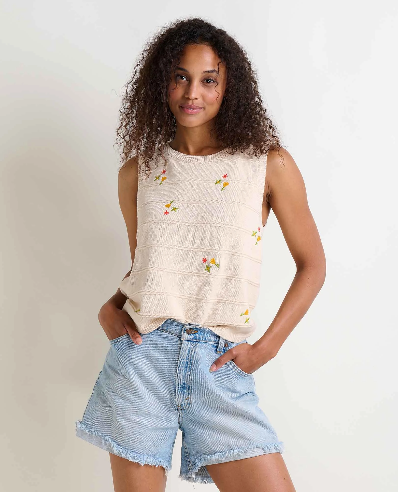 Layered Chic Bianca Crew Tank Embroidered