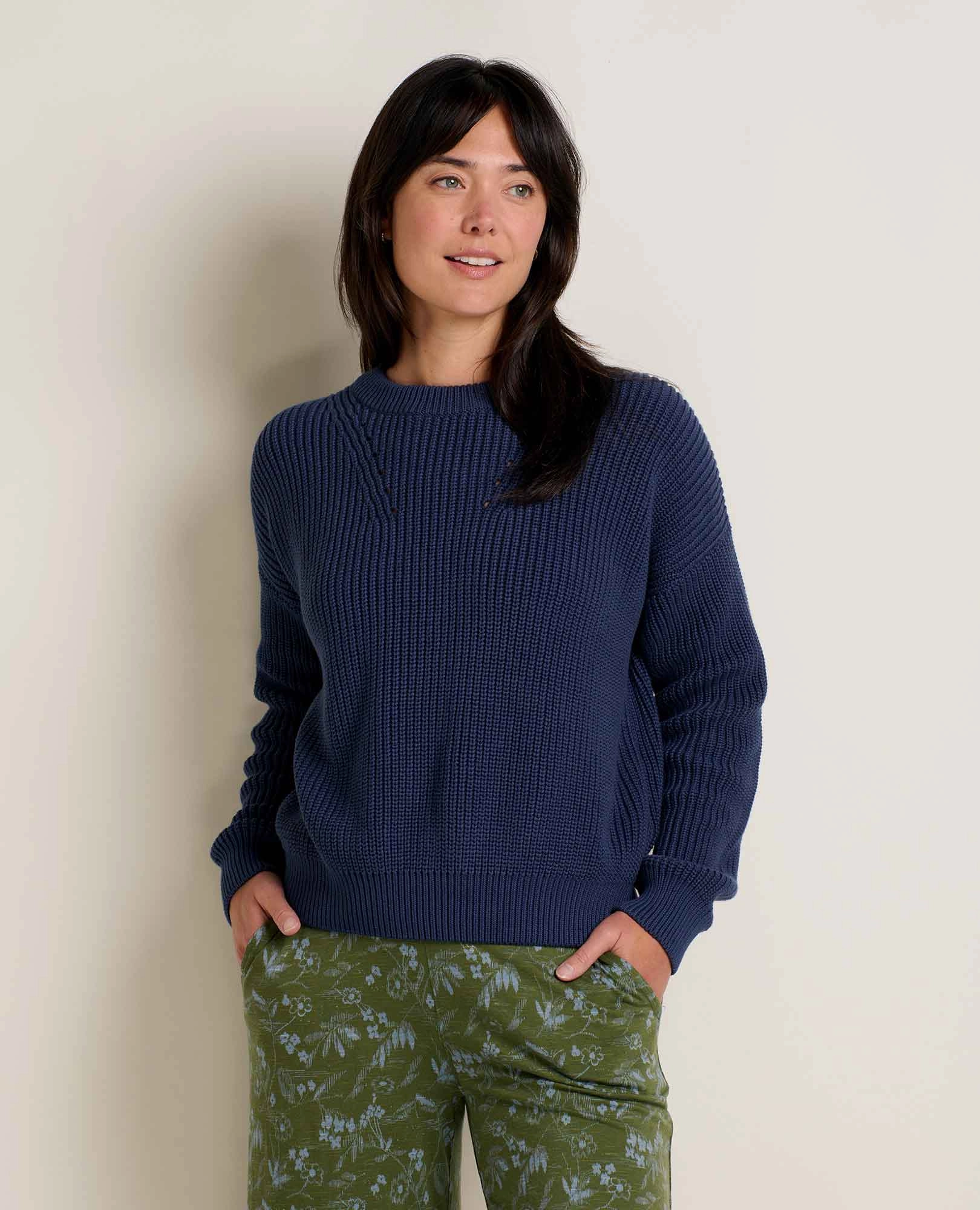 Breathable Design Fit Stylish Layers Bianca Shaker Crew Sweater