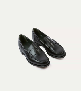 Durable Stitching Black Calf Leather Charles Mk II Goodyear Welted Penny Loafer