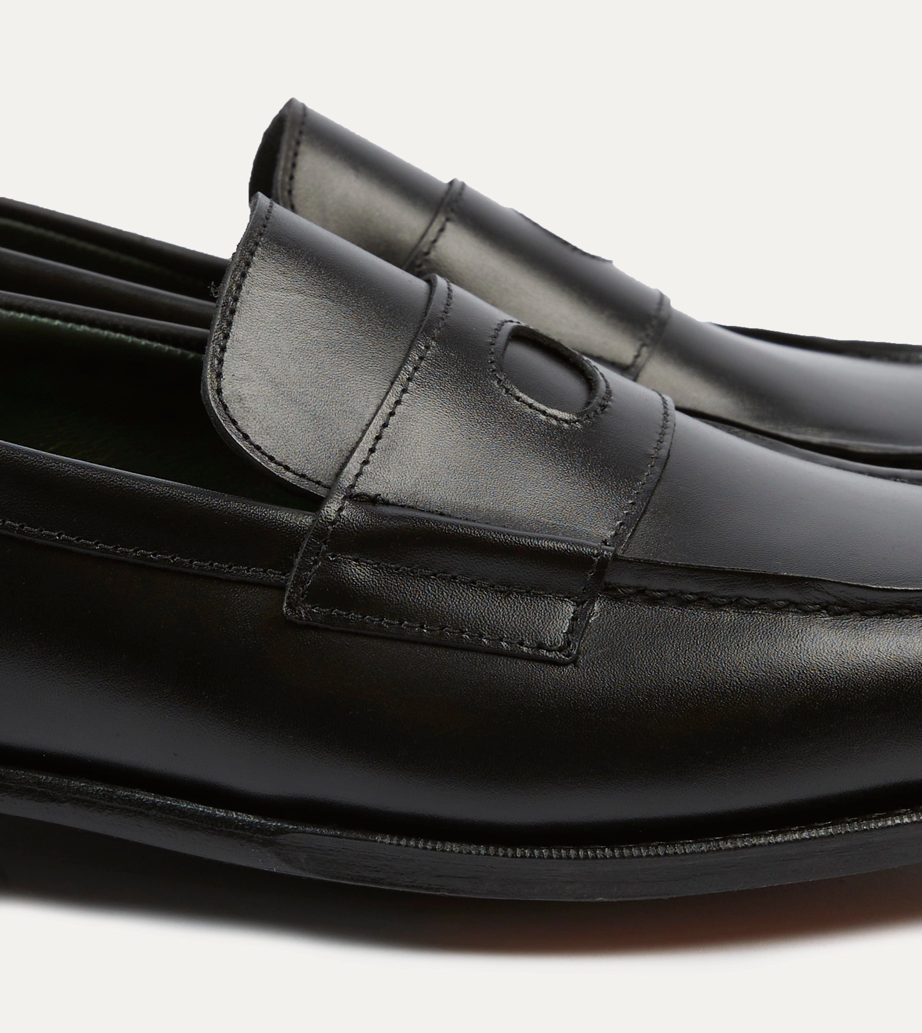 Black Calf Leather Charles Mk II Goodyear Welted Penny Loafer Orthotic Friendly Design
