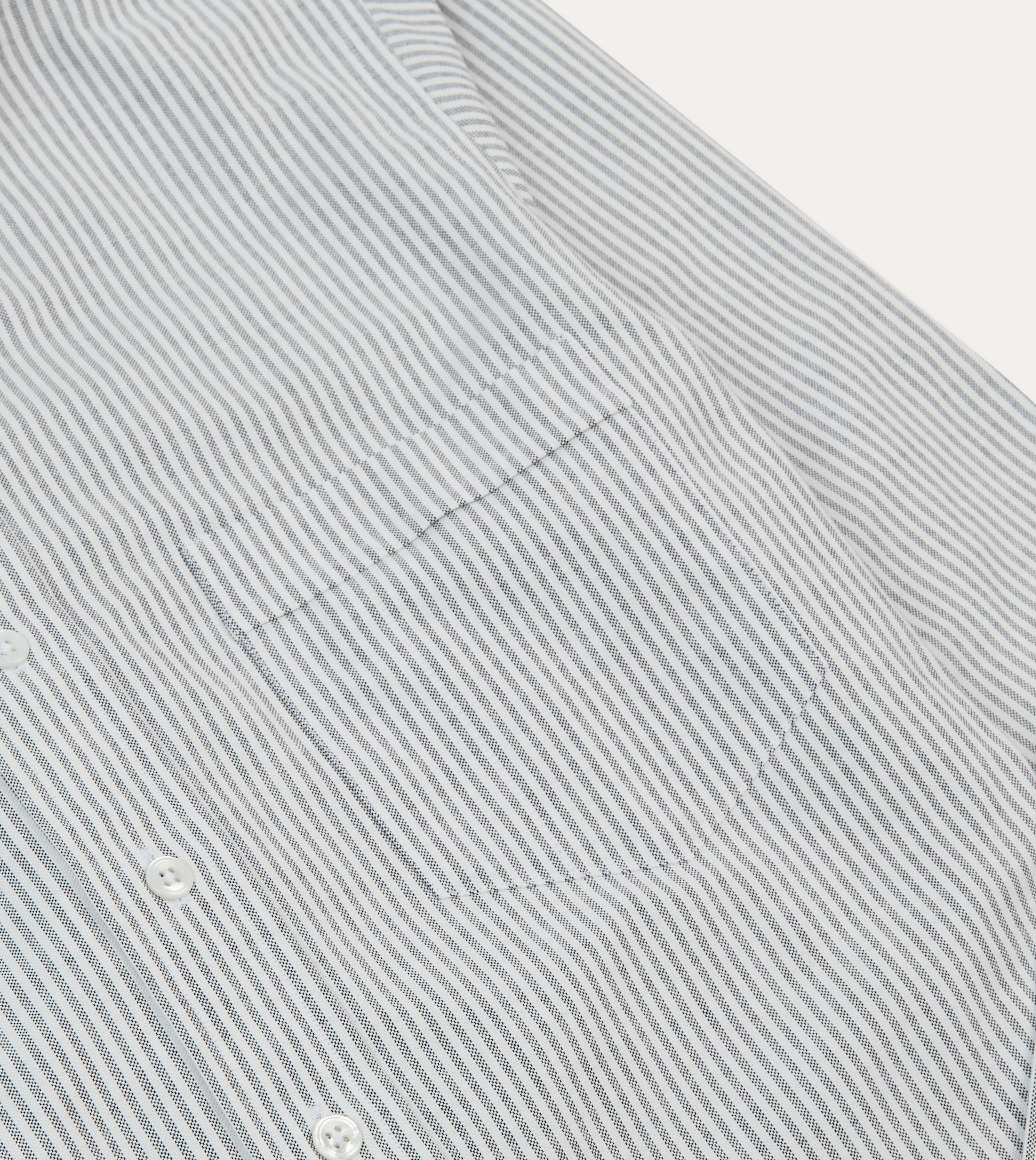 Sleeveless Cut High-Quality Craftsmanship Black Ticking Stripe Cotton Oxford Cloth Button-Down Shirt