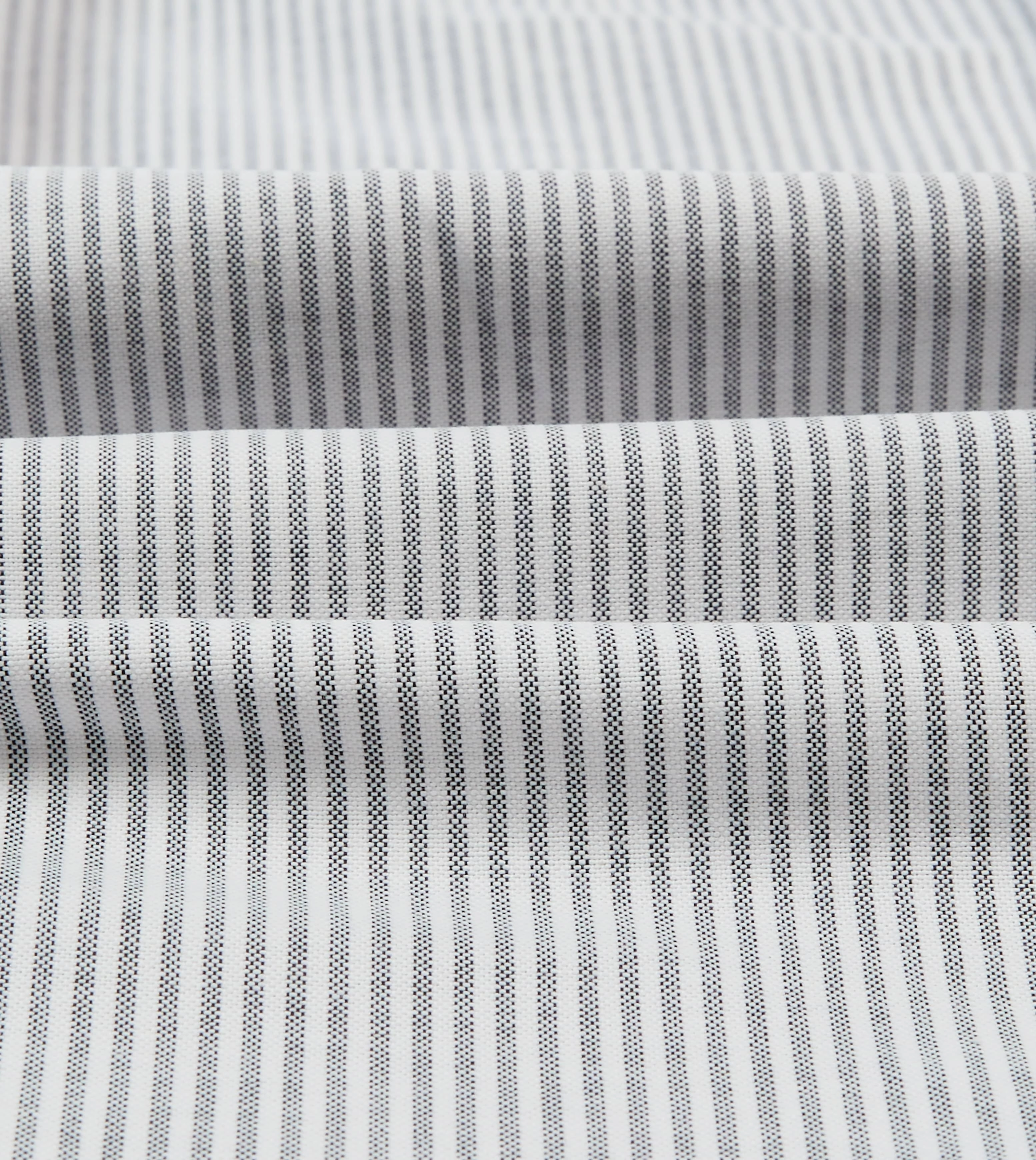 Easy Styling Black Ticking Stripe Cotton Oxford Cloth Button-Down Shirt