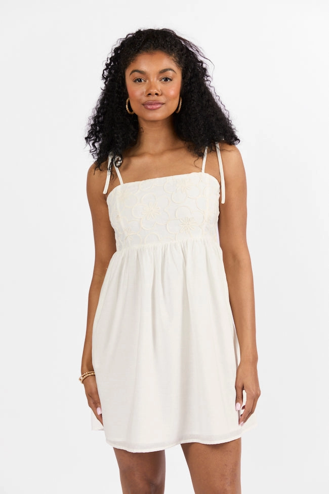 Blooming Confidence Ivory Embroidered Floral Dress FINAL SALE Metallic Finish