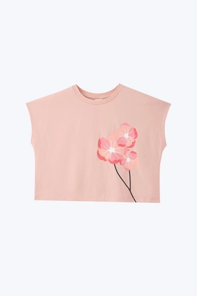 Blossom Cap Sleeve Tee - Blush [AT] Soft and Light Trendy Casual Wear