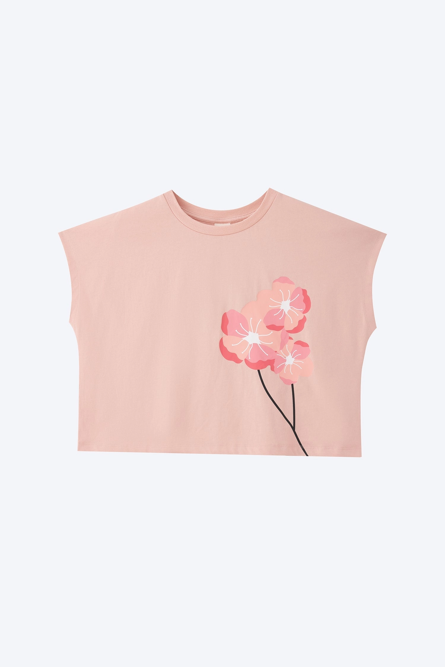 Tear Resistant Knit Trendy Vibes Blossom Cap Sleeve Tee - Blush [AT]