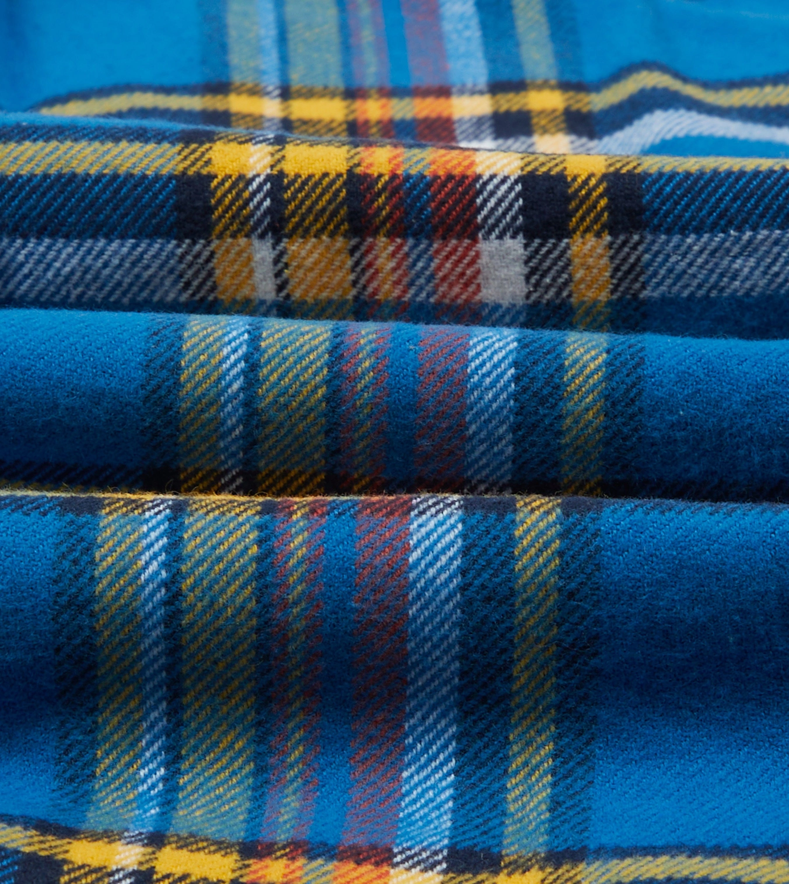 Graduation Attire Autumn Look Blue and Yellow Check Brushed Cotton Two-Pocket Work Shirt