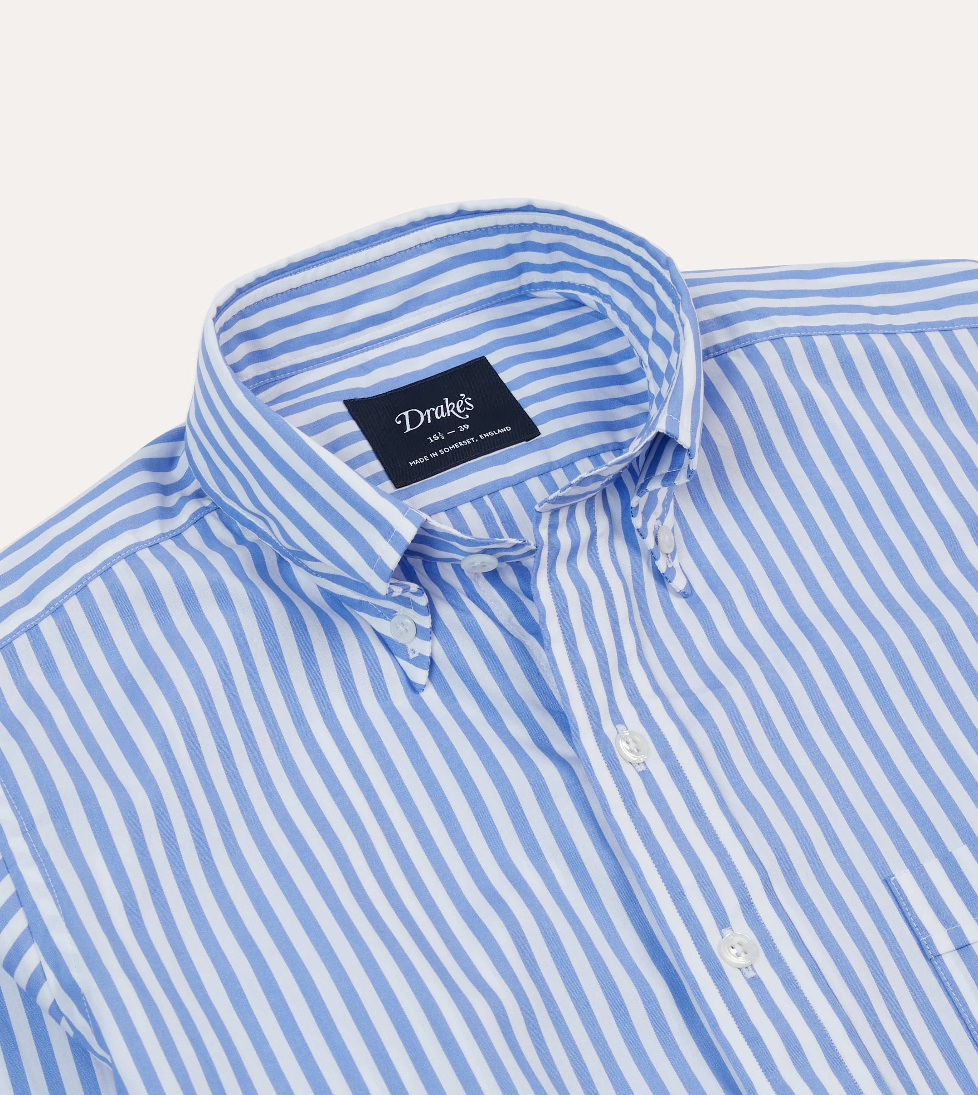 Blue Bengal Stripe Cotton Poplin Button-Down Shirt Outerwear Companion