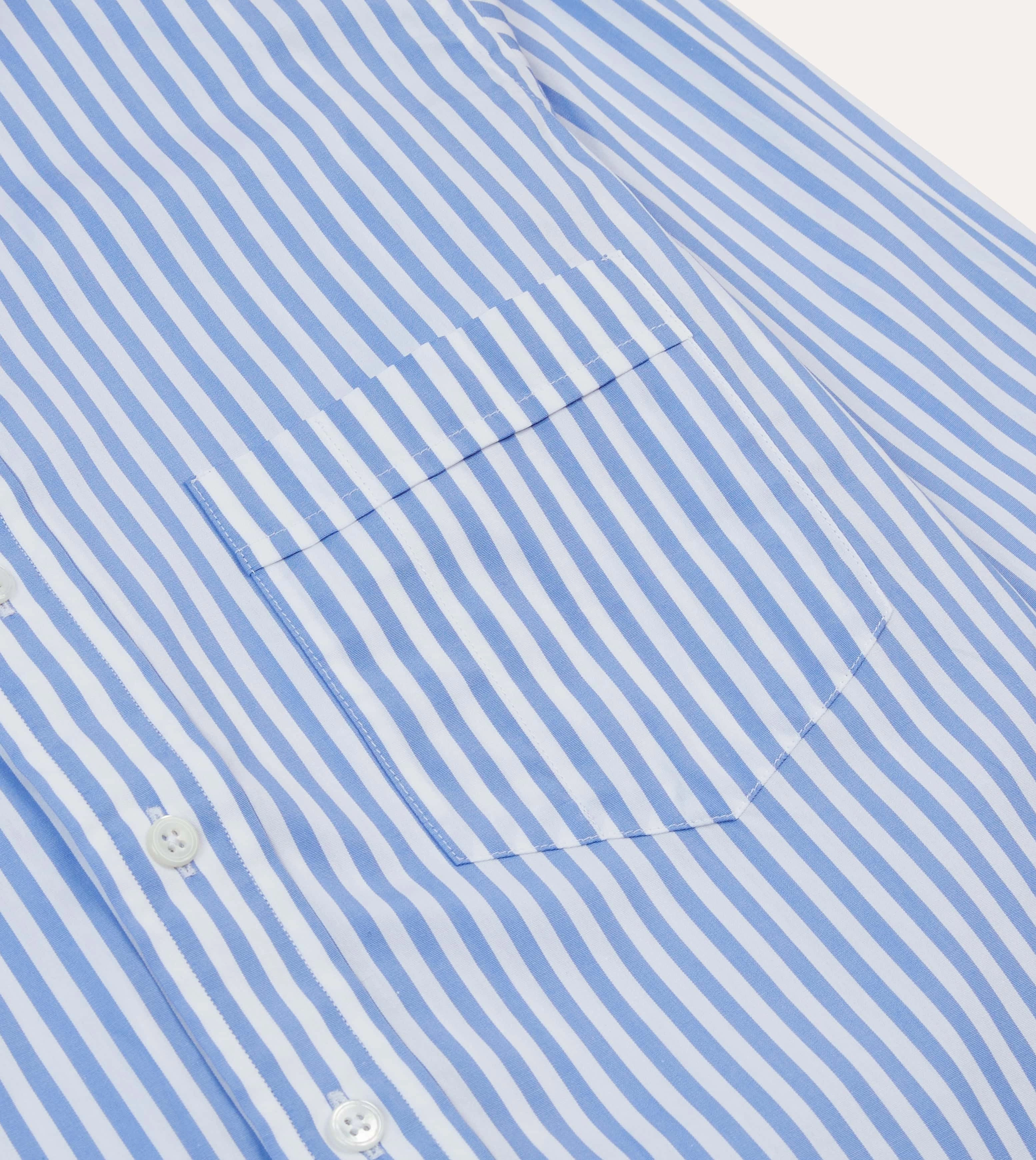 Blue Bengal Stripe Cotton Poplin Button-Down Shirt Tall friendly Functional Fashion