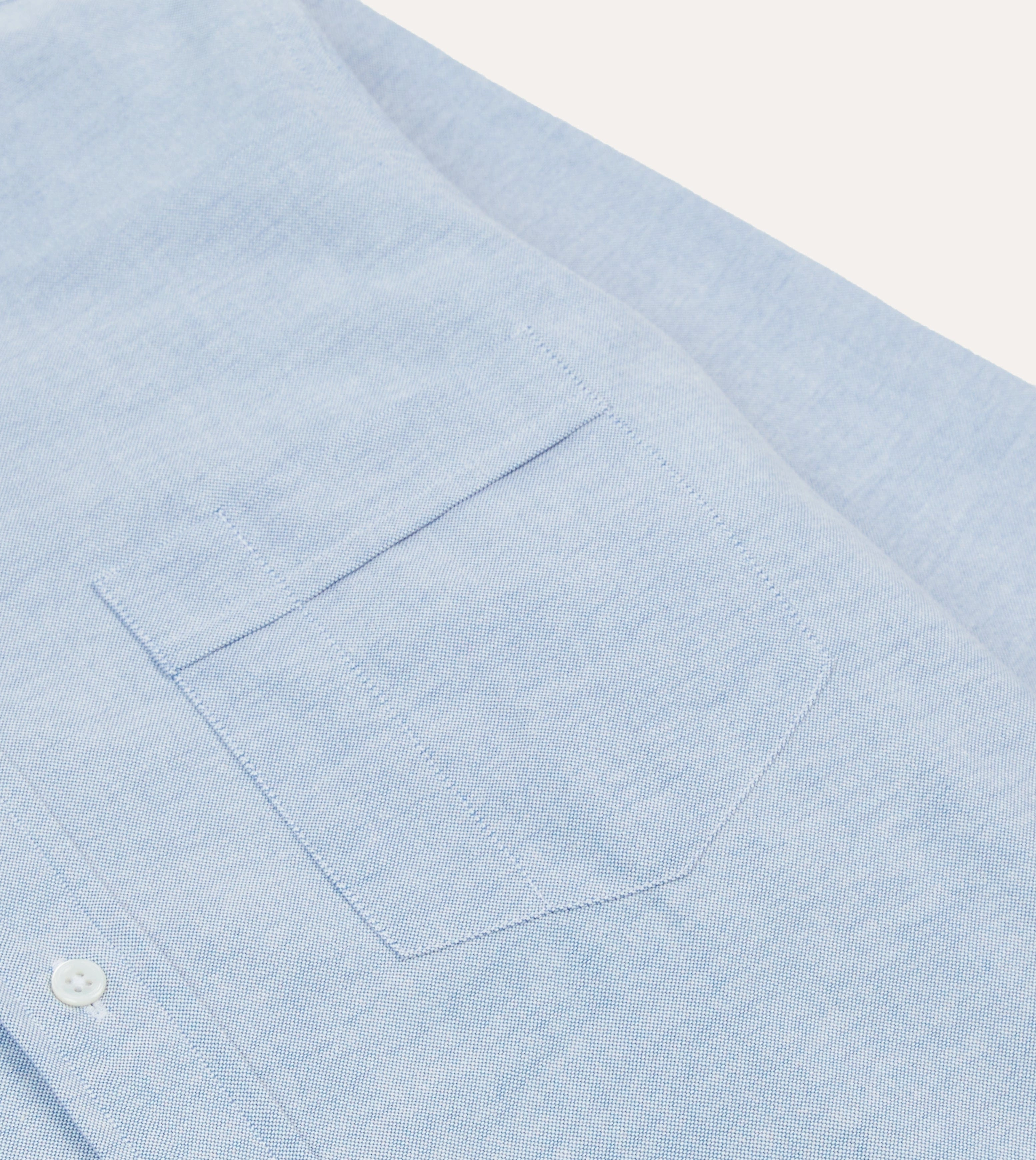 Relaxed Vibe Blue Cotton Oxford Cloth Long Point Collar Shirt