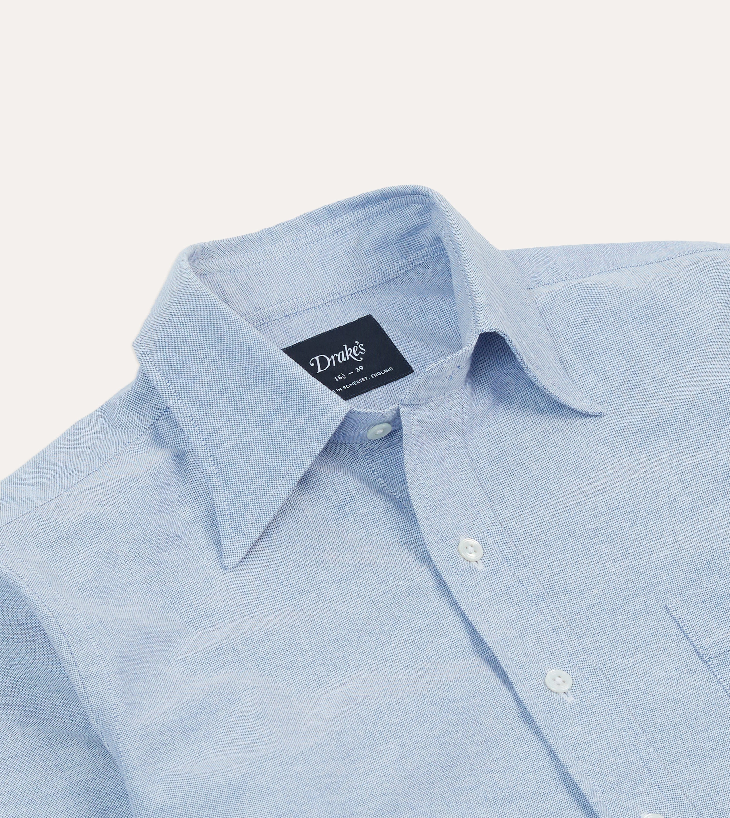 Subtle Details EasyCare Fabric Blue Cotton Oxford Cloth Long Point Collar Shirt