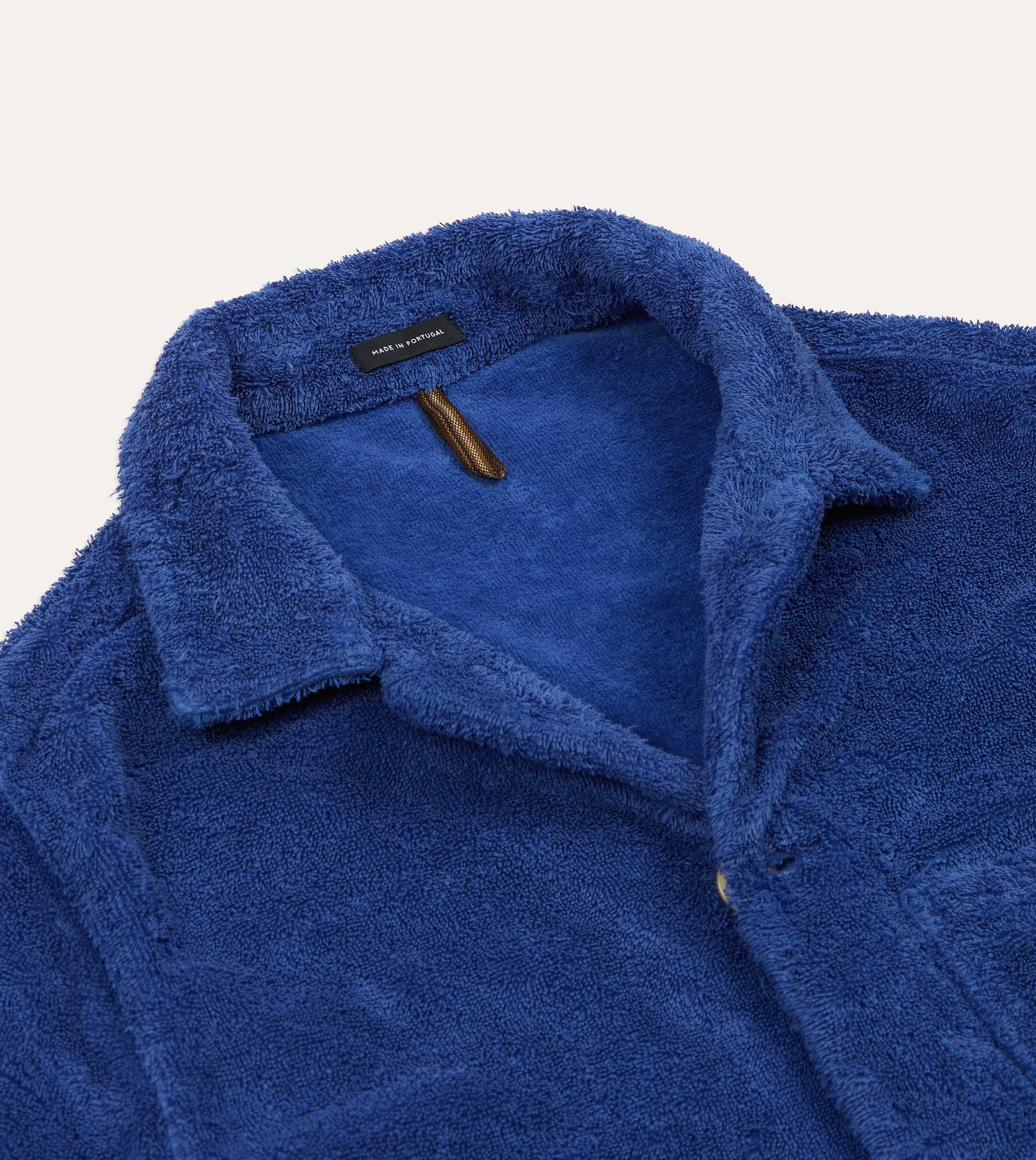 Urban Edge Blue Cotton Terry Towelling Short Sleeve Safari Shirt