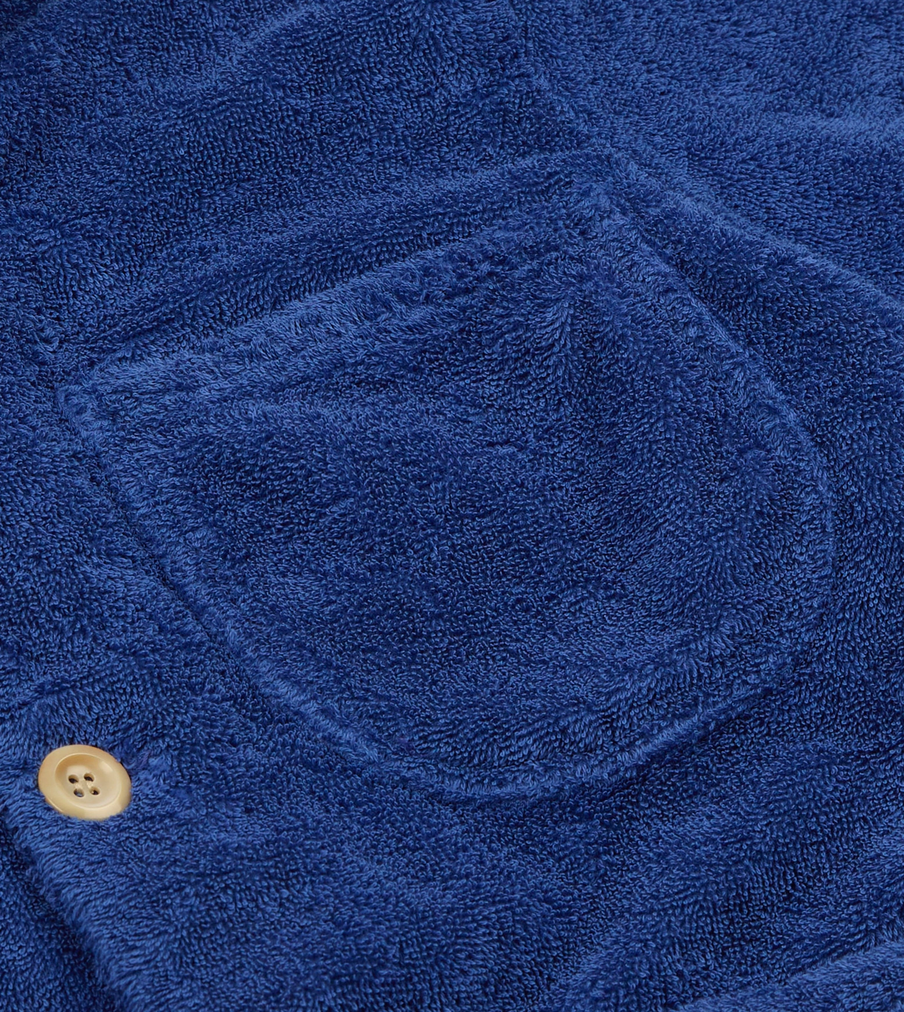 Vintage Wash Blue Cotton Terry Towelling Short Sleeve Safari Shirt