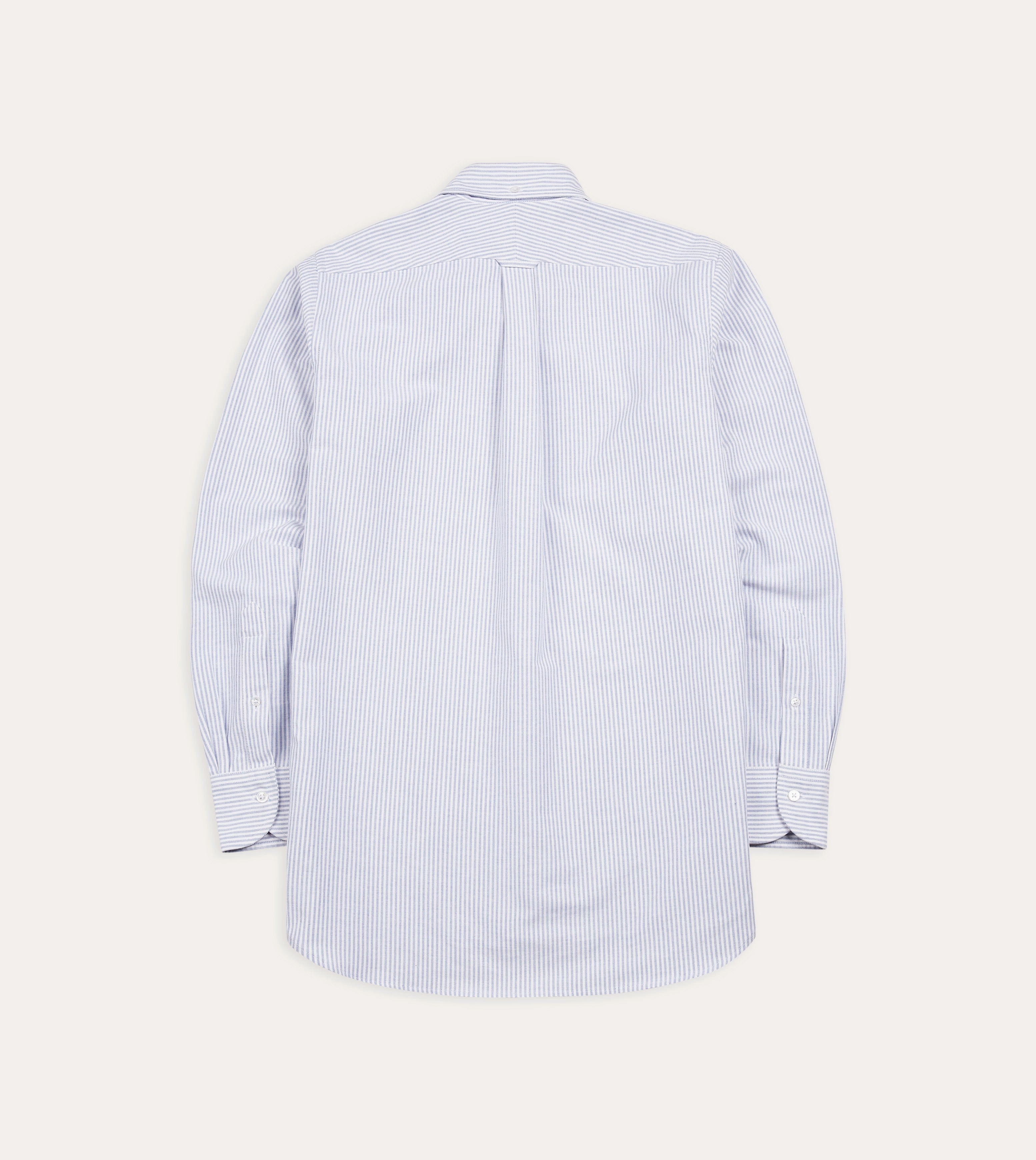 Blue Ticking Stripe Cotton Oxford Cloth Button-Down Shirt Trendy Pattern Flexible Placket Structure