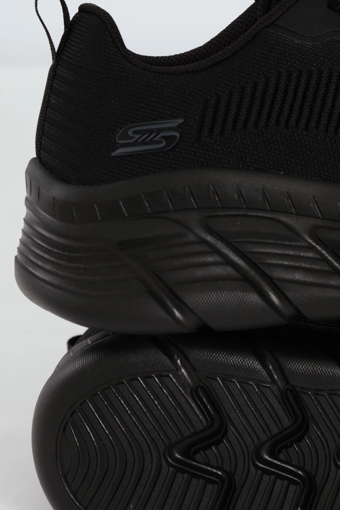 Vertical Flex Channel Fashion-forward style Bobs B Flex Hi Knit Lace Up Sneaker - Black